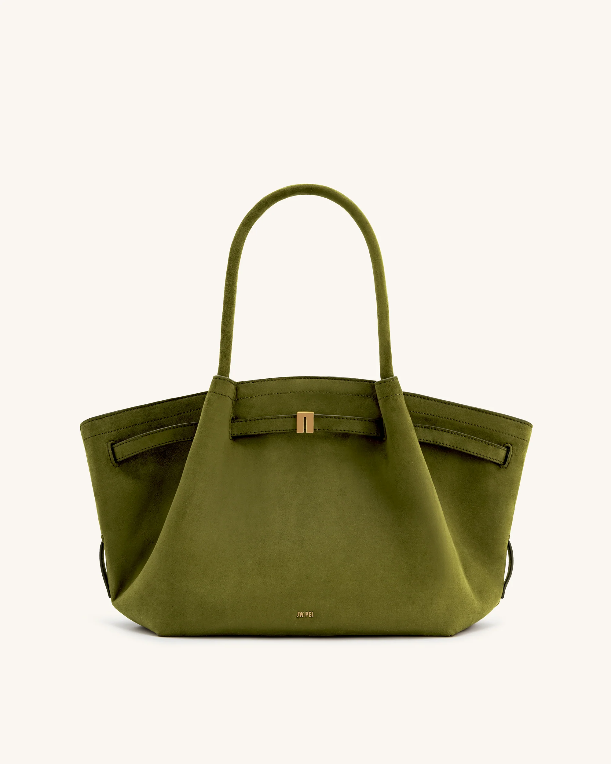 Hana mittelgroße Tote-Bag aus Kunstwildleder - Dunkeloliv - Image 3
