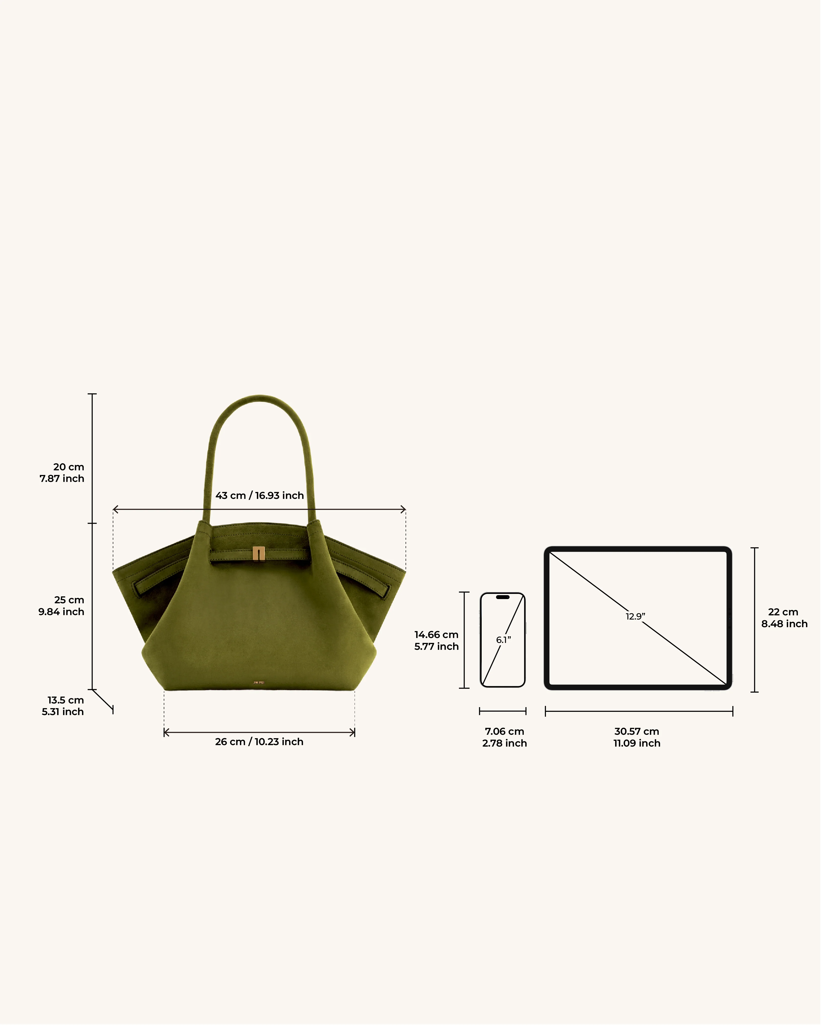 Hana mittelgroße Tote-Bag aus Kunstwildleder - Dunkeloliv - Image 7