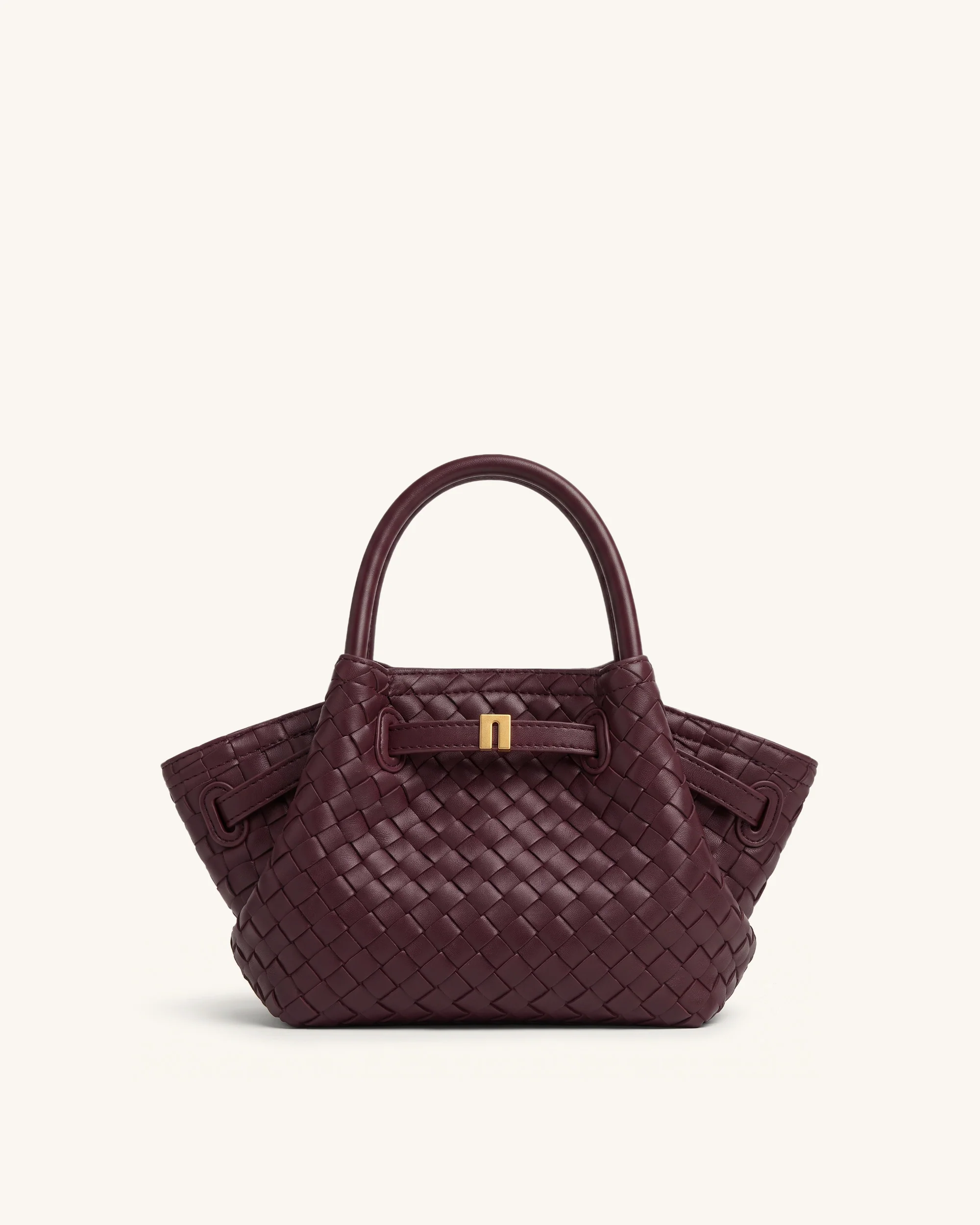 Hana Mini gewebte Tote Bag - Dunkelburgunder