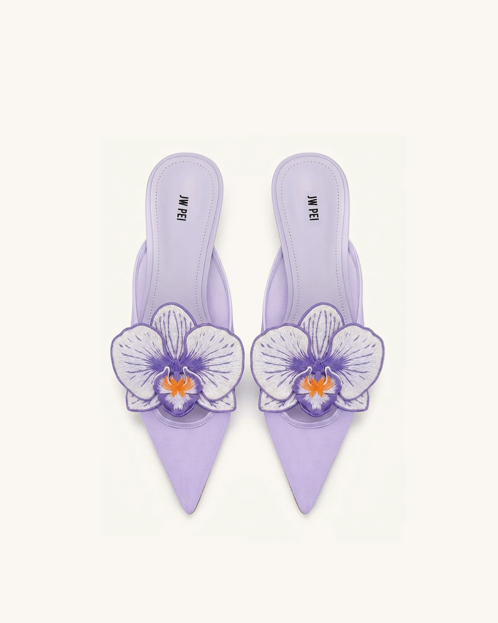 Helena Bestickte Mules mit Durchbrüchen - Lila - Image 3