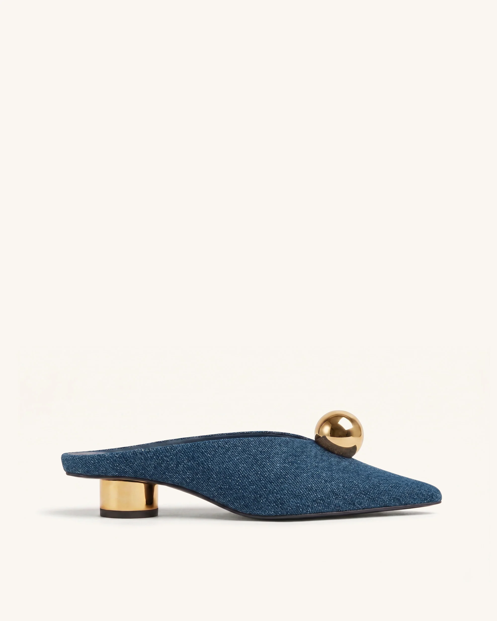 Helena Gold Sphere Mules mit Spitze - Denimblau