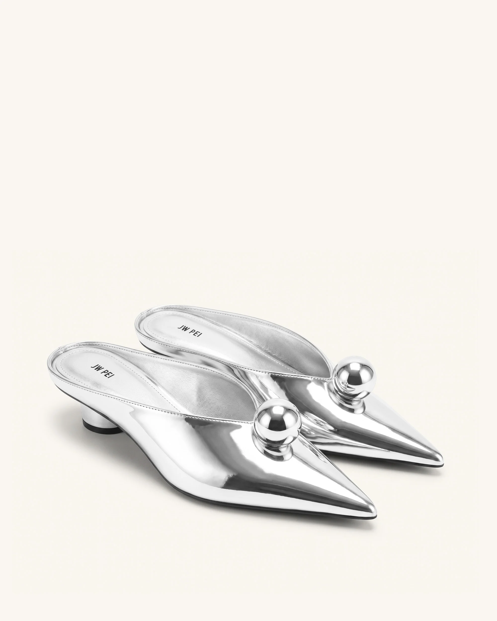 Helena Gold Sphere Mules mit Spitze - Silber - Image 2
