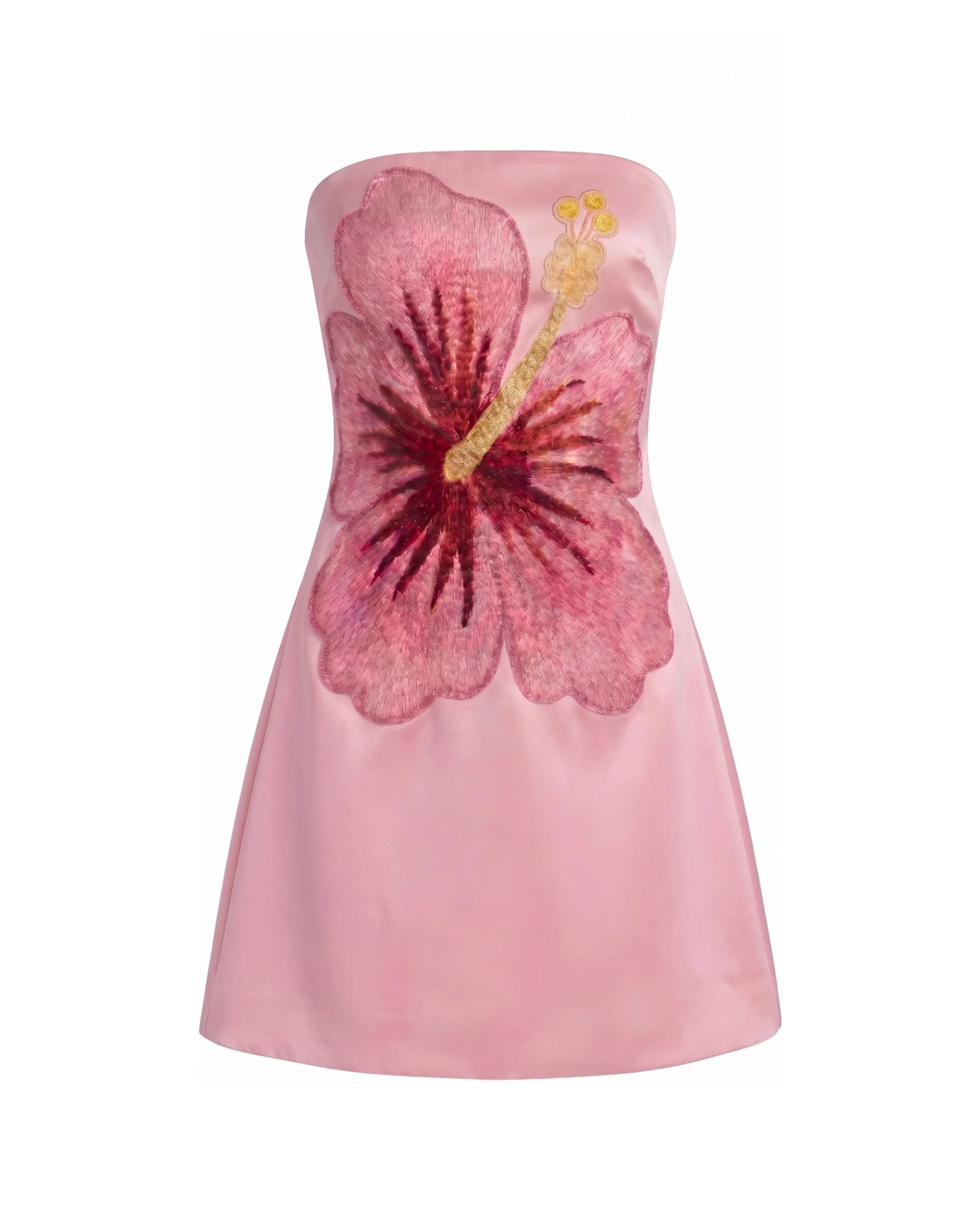 Besticktes Hibiskus-Bandeau-Minikleid - Pink - Image 2