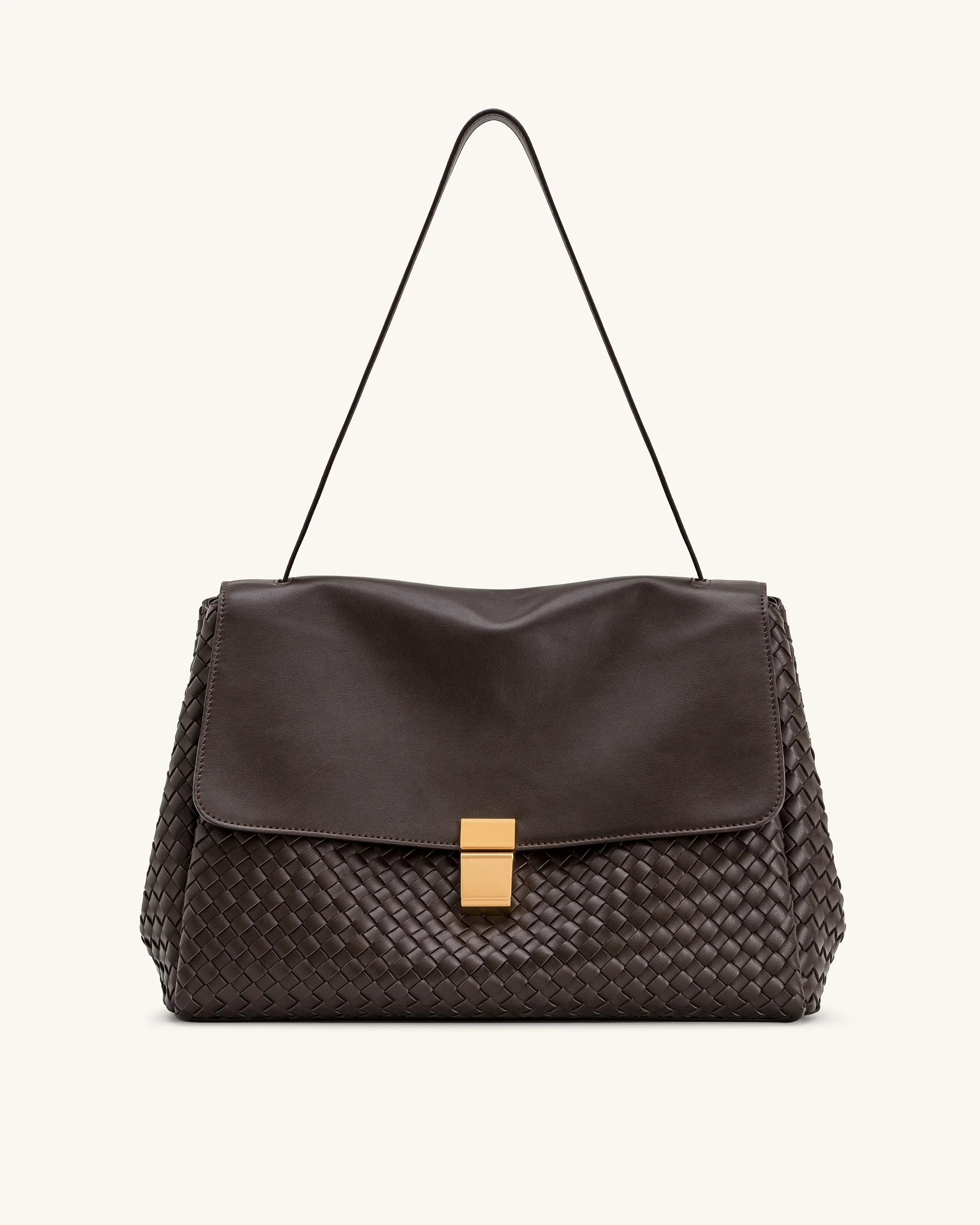 Hilary Geflochtene Schultertasche – Dunkelbraun