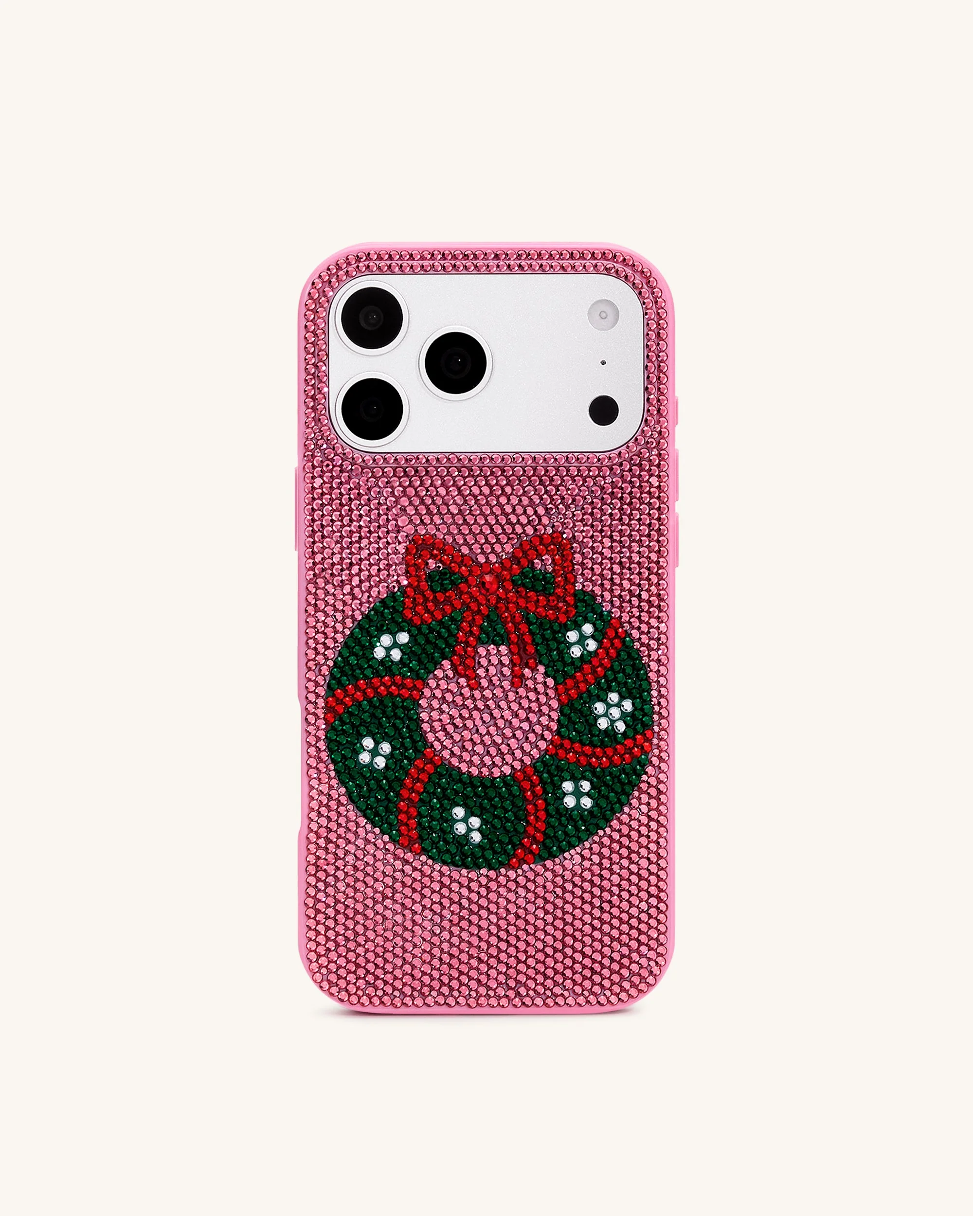 Holiday Kranz-Glitzer-Handyhülle - Rosa