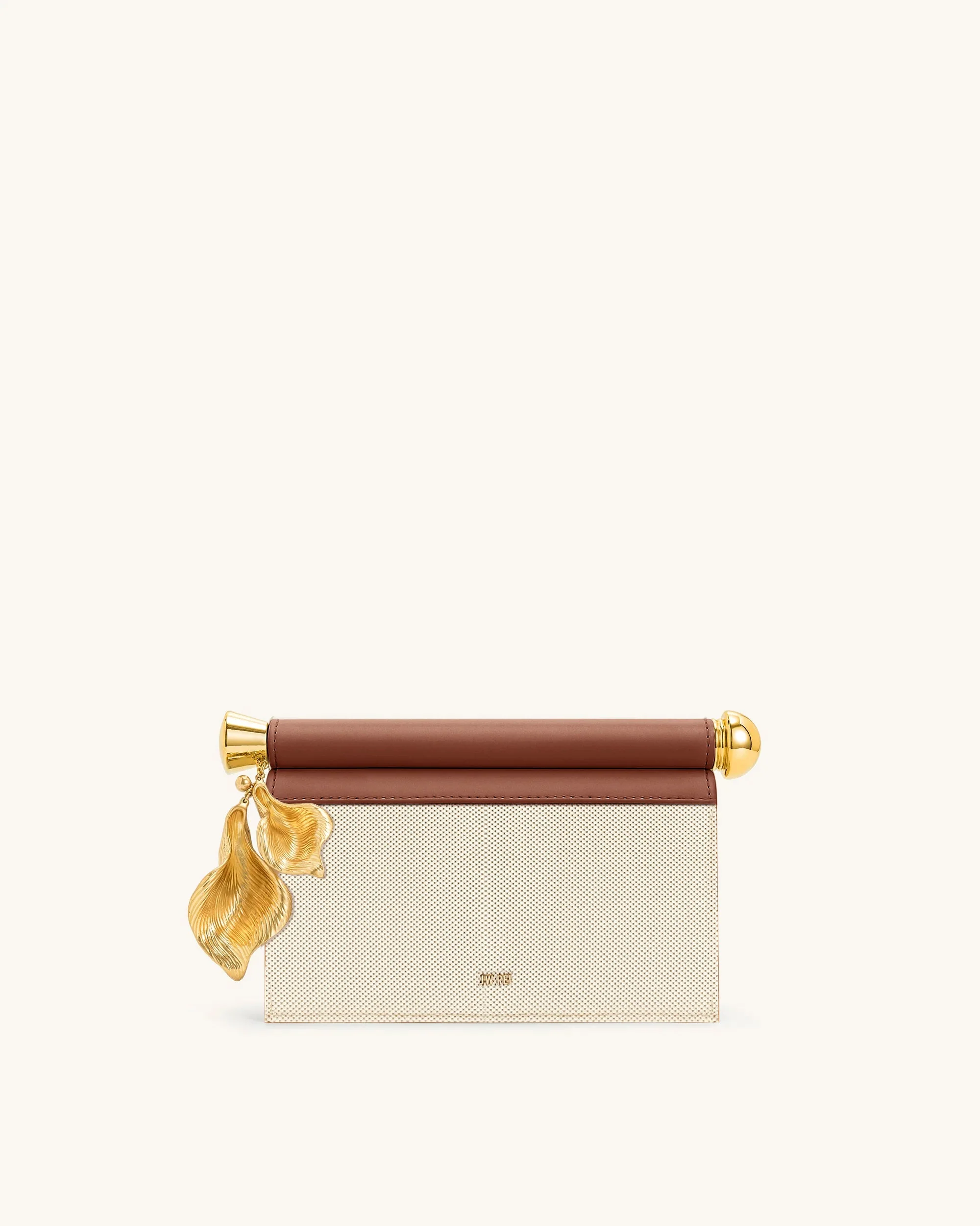 Holly Metall Anhänger Verzierte Clutch - Brauner Canvas