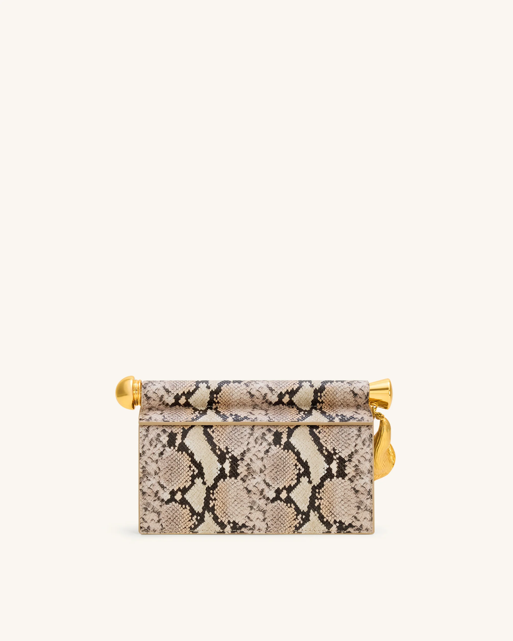 Holly Schlangenhaut-Clutch mit Metallanhänger – Apricot - Image 3