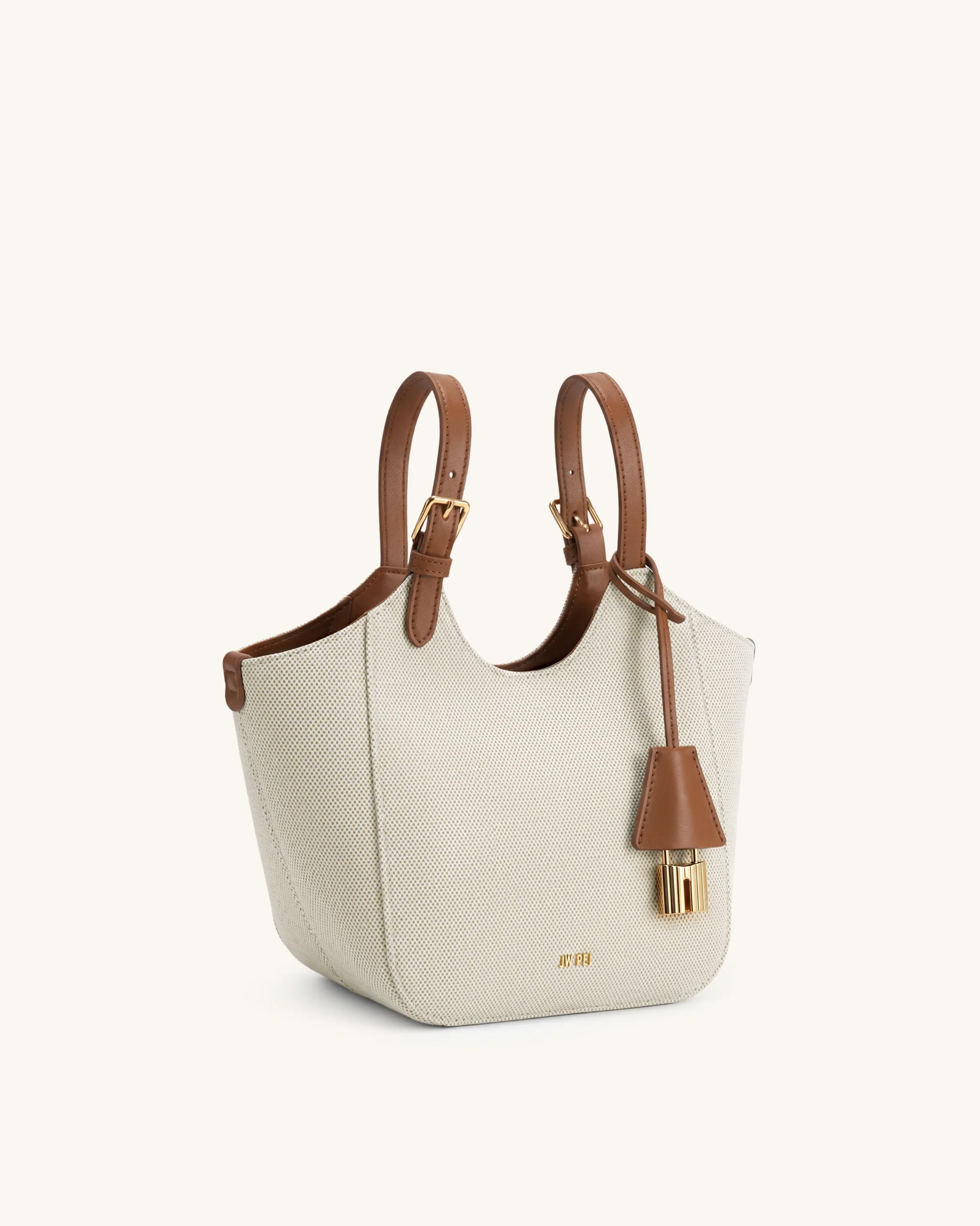 Ines Tote-Bag mit Vorhängeschloss - Braunes Canvas - Image 3