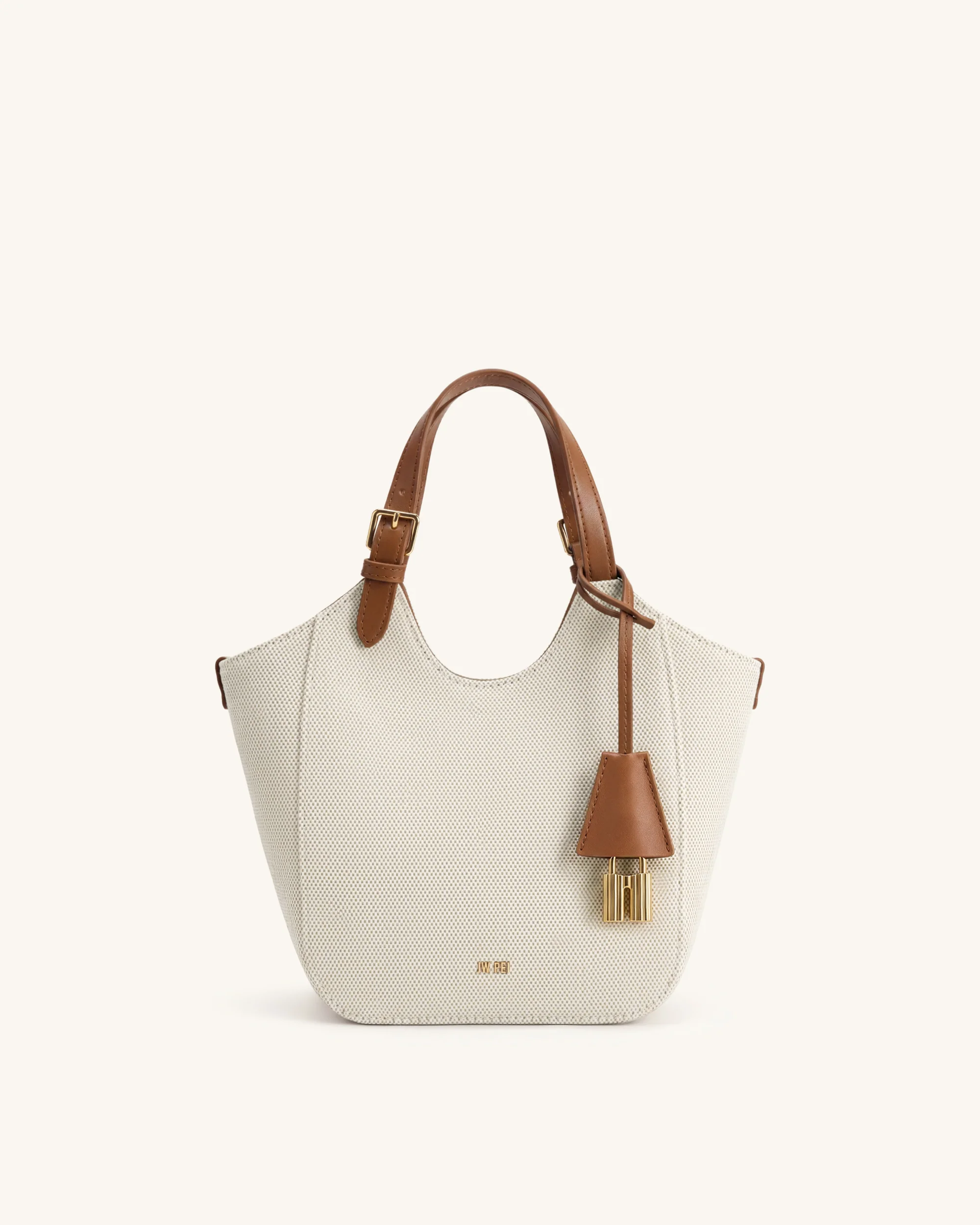 Ines Tote-Bag mit Vorhängeschloss - Braunes Canvas - Image 4