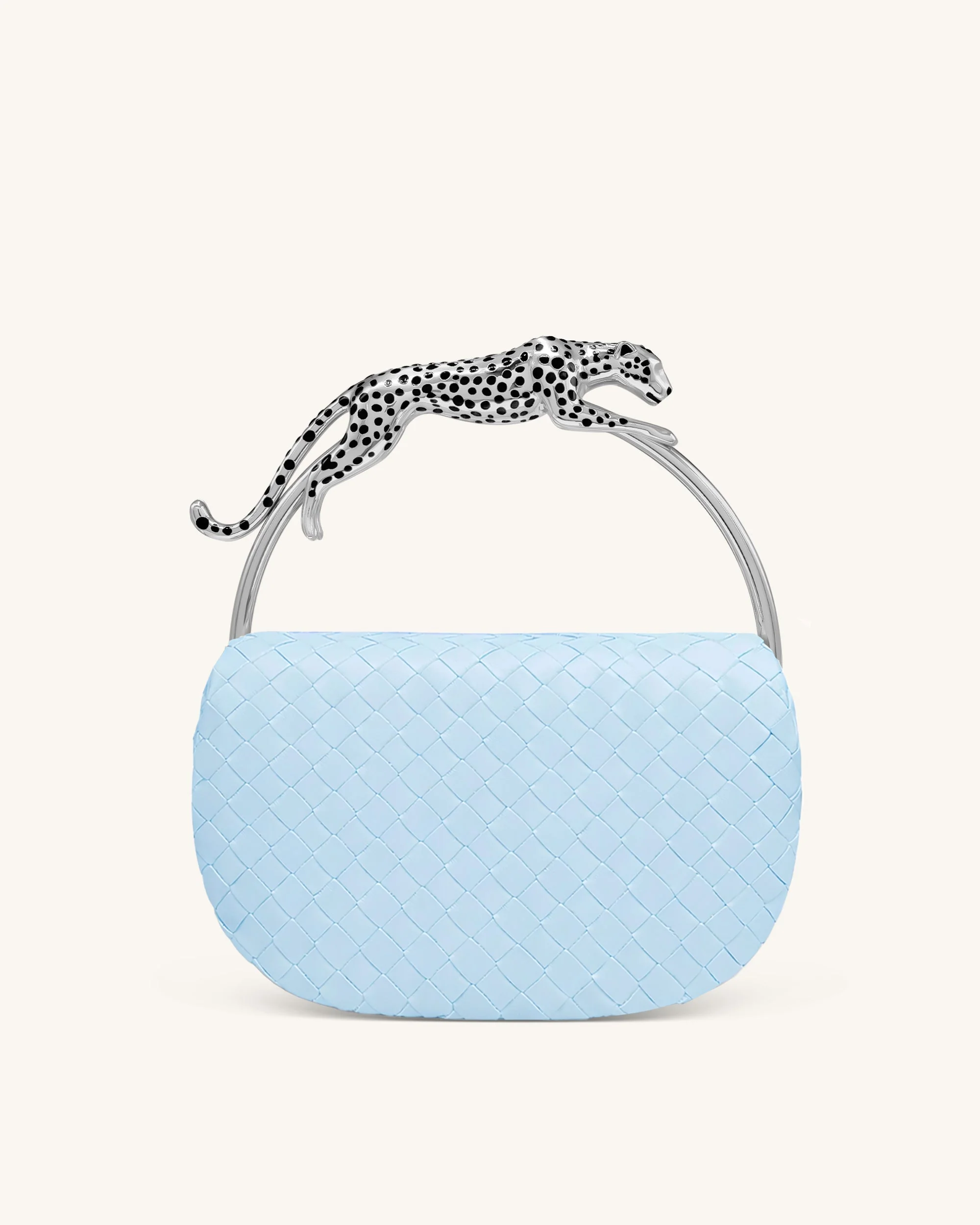 Ione Gewebte Henkeltasche in Leopardenform - Hellblau