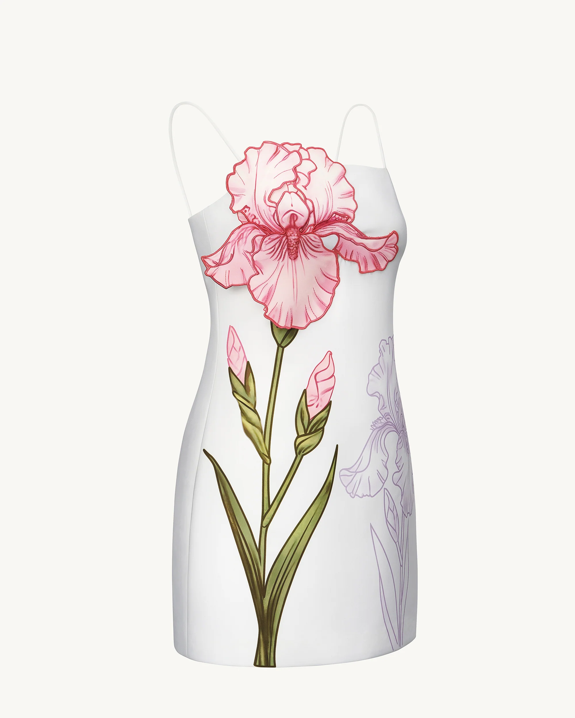 Iris-Applikations-Minikleid – Weiß - Image 4