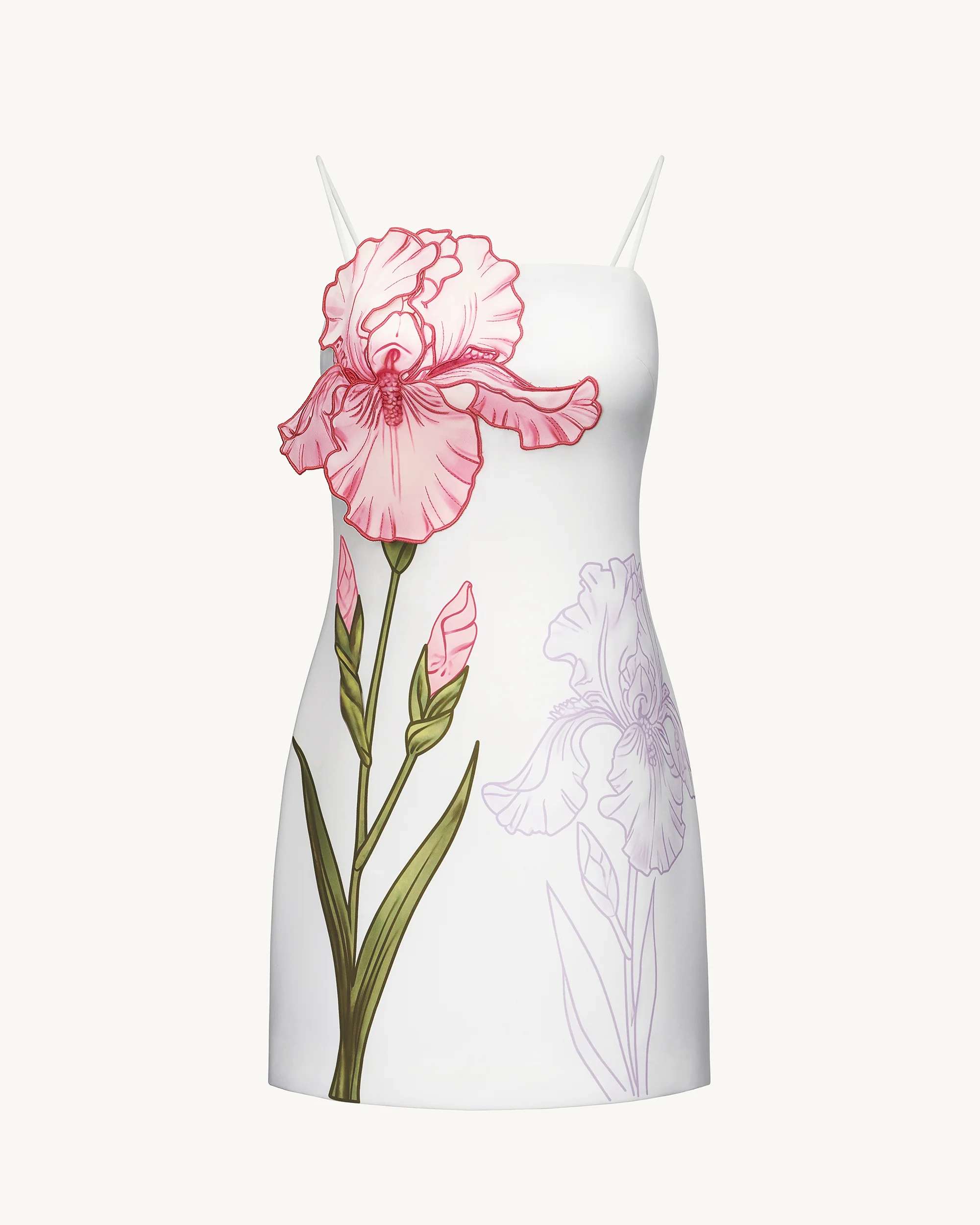 Iris-Applikations-Minikleid – Weiß - Image 5