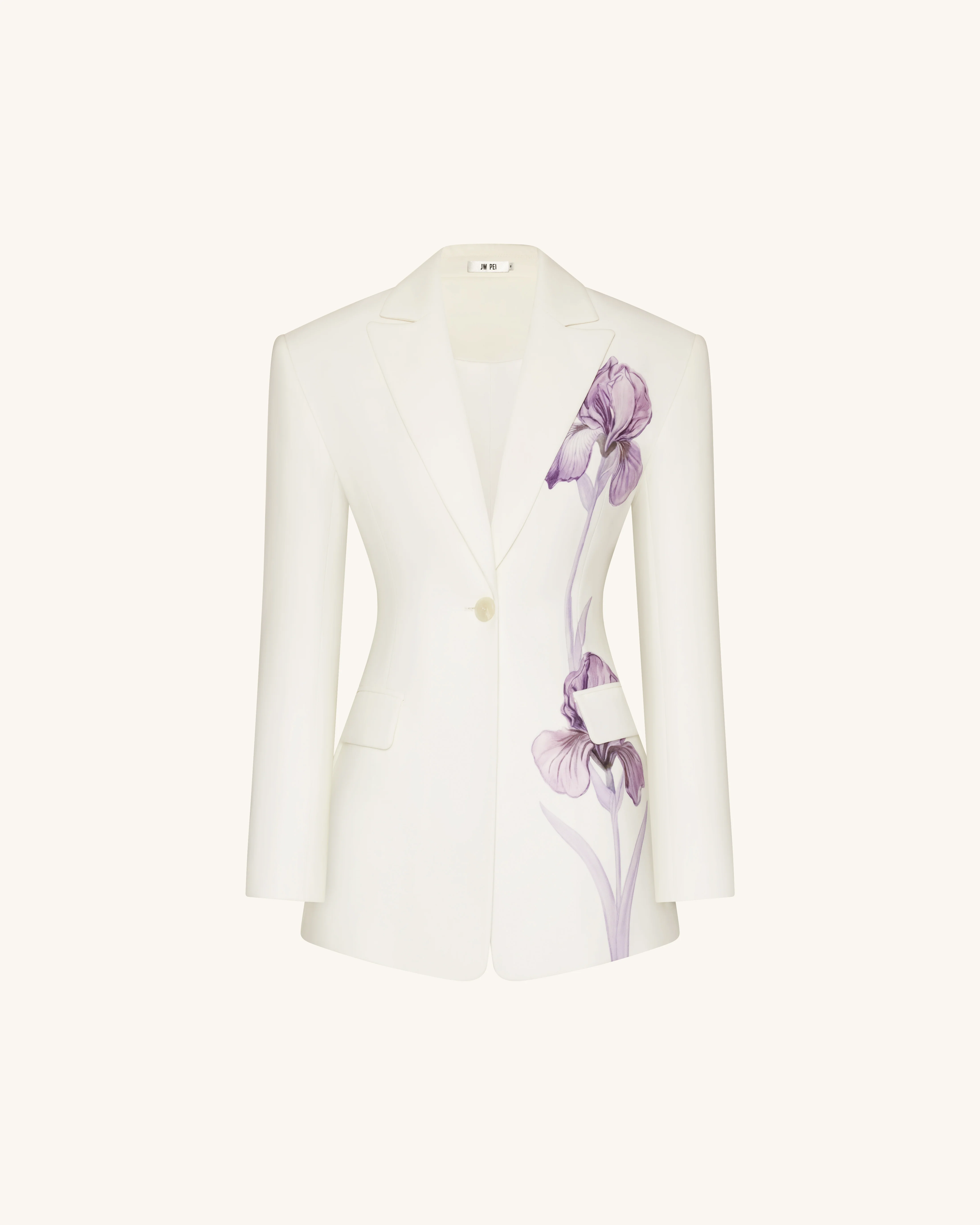Sanduhr-Blazer mit Iris-Stickerei - Weiß - Image 3