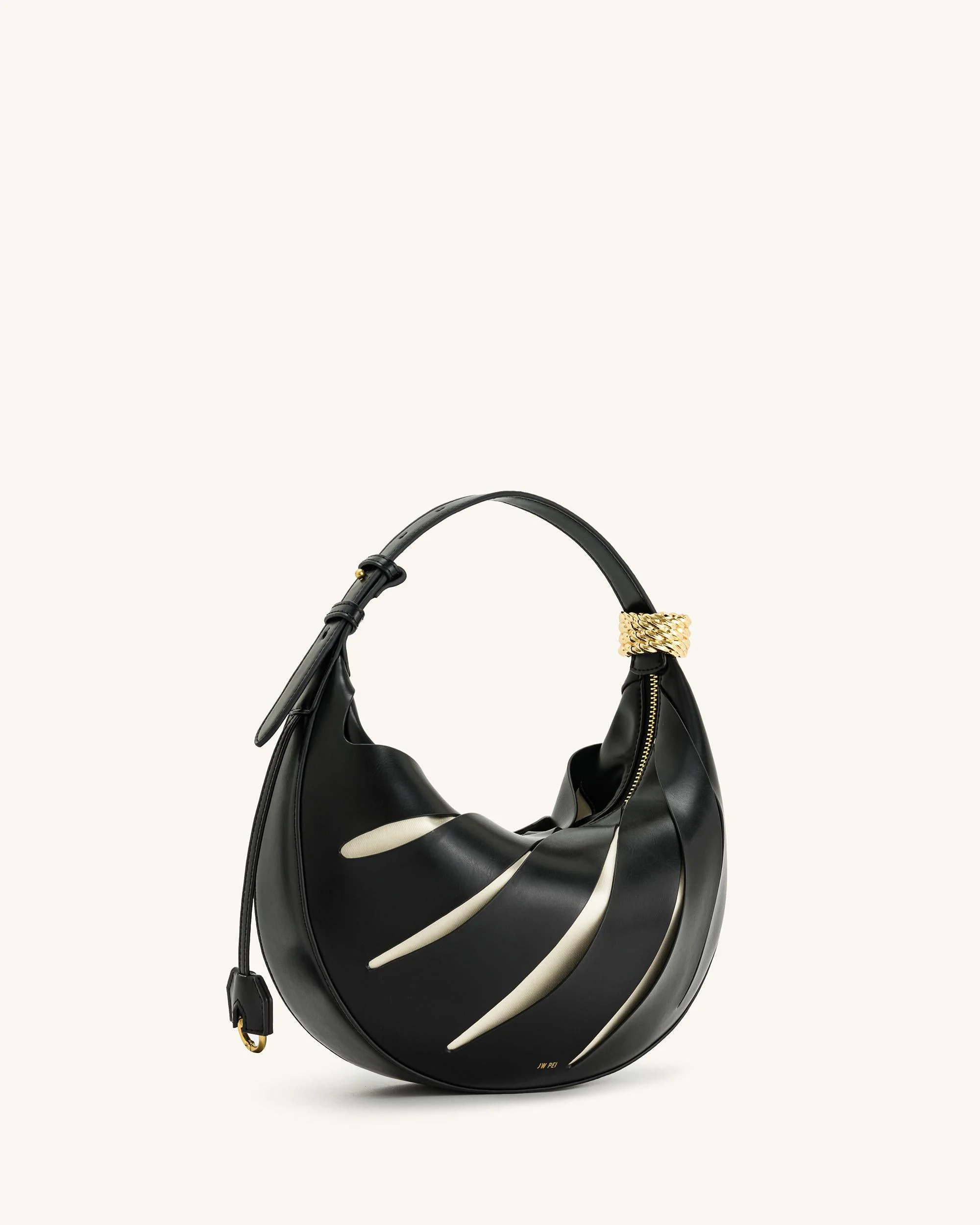 Jana Schultertasche mit Ausstanzungen - Schwarz - Image 3