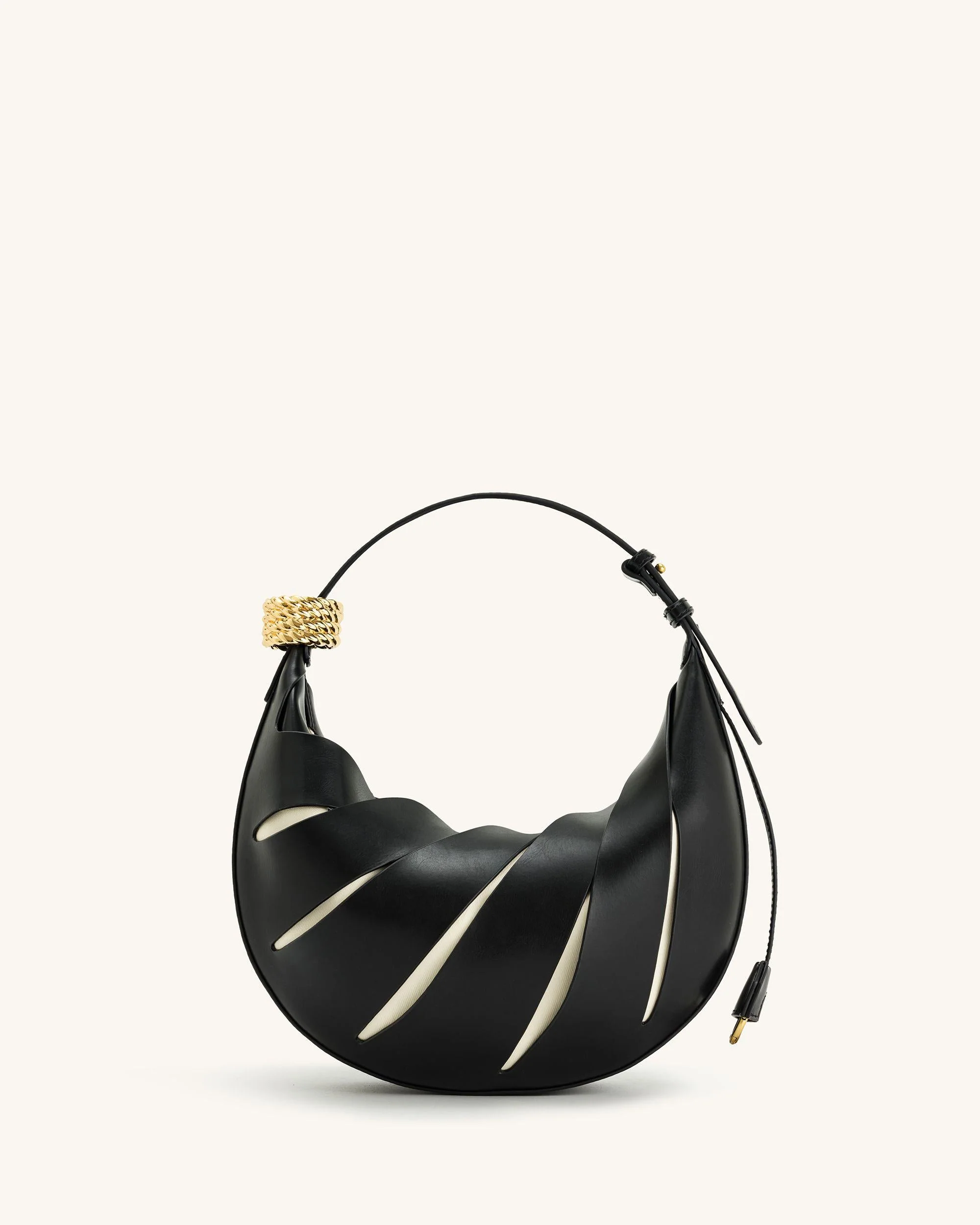 Jana Schultertasche mit Ausstanzungen - Schwarz - Image 4