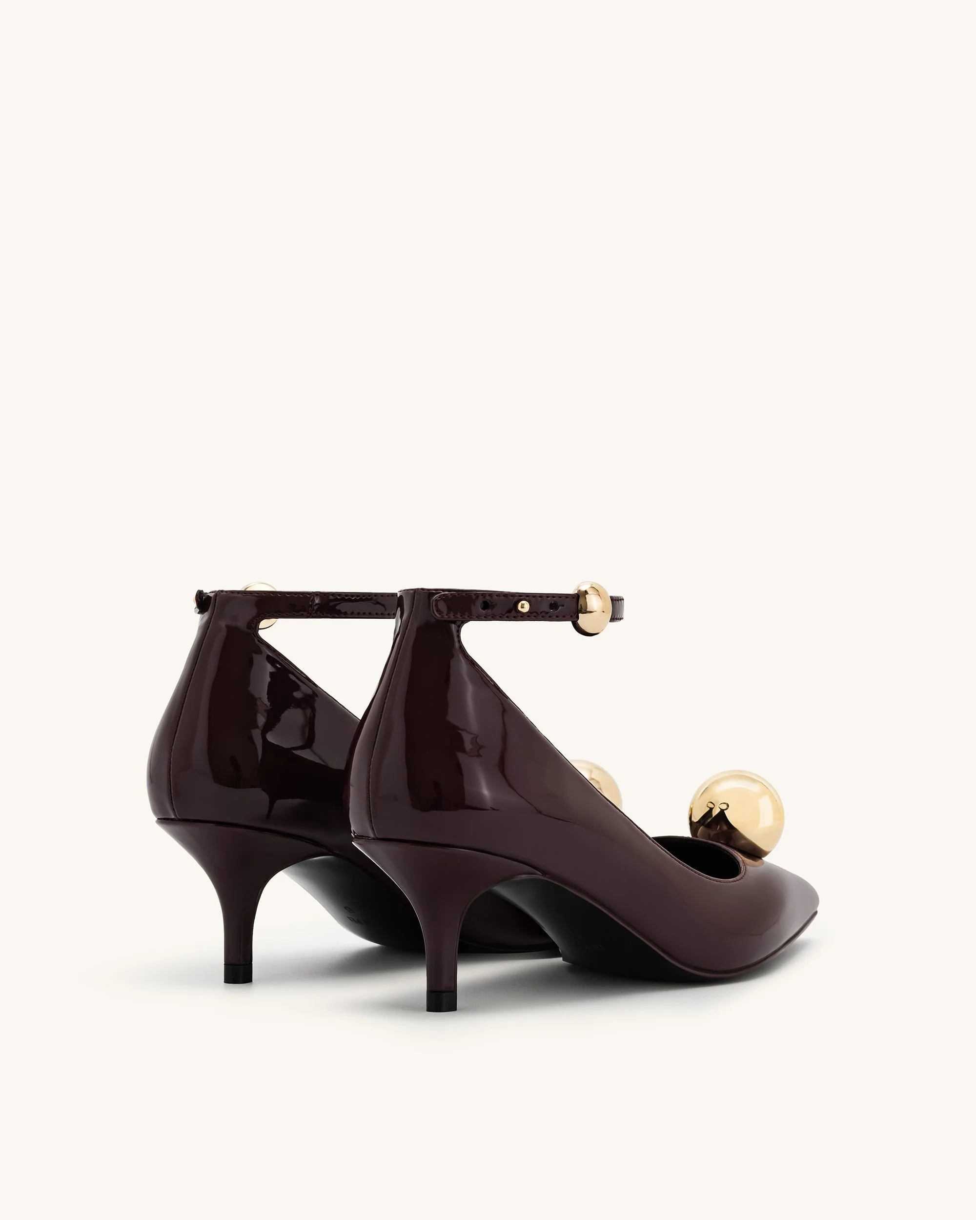 Jewel Buckle Kitten Heels Pumps - Weinrot - Image 3