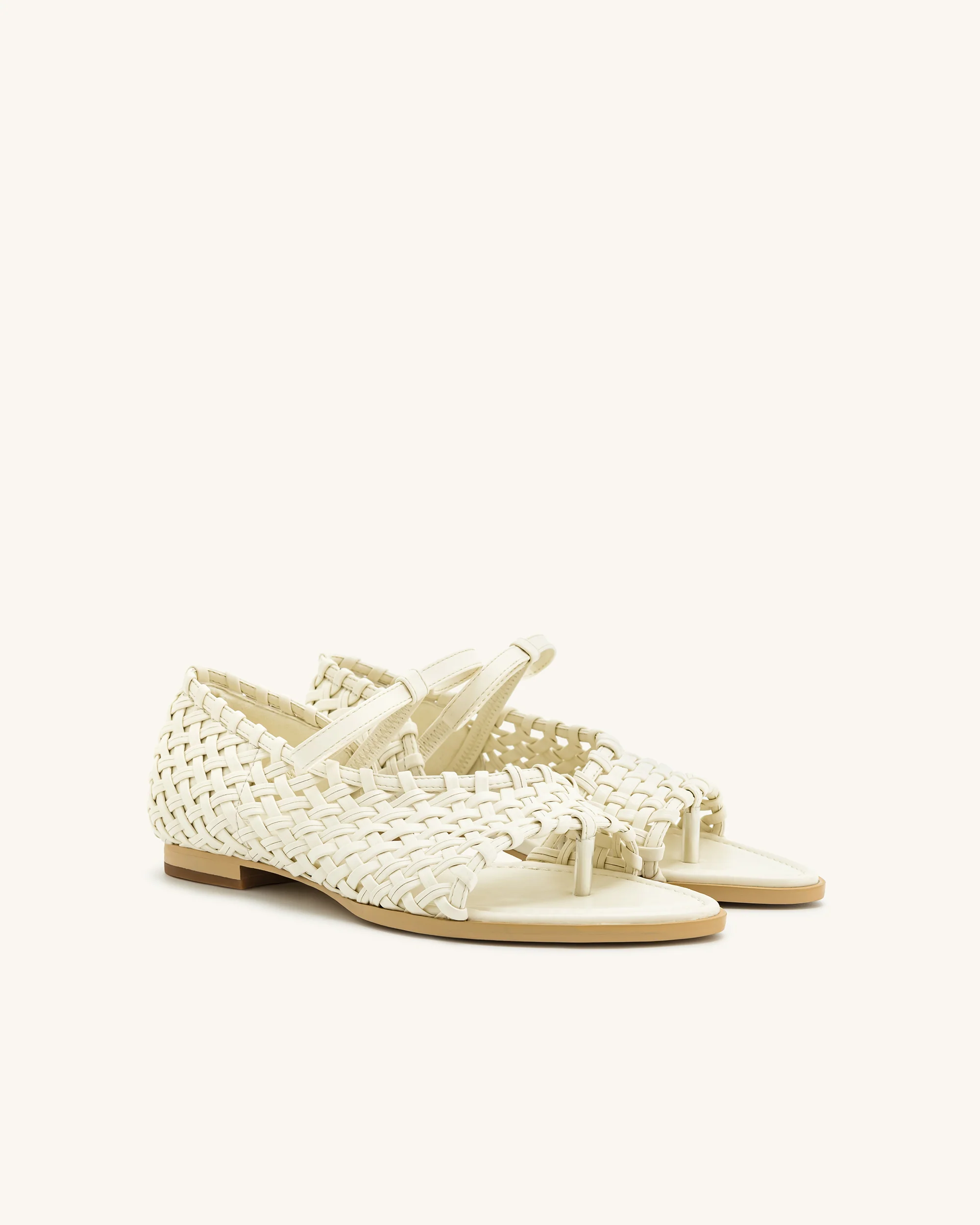 Jocelyn Flip-Flops mit gewebtem Riemen - Beige - Image 2
