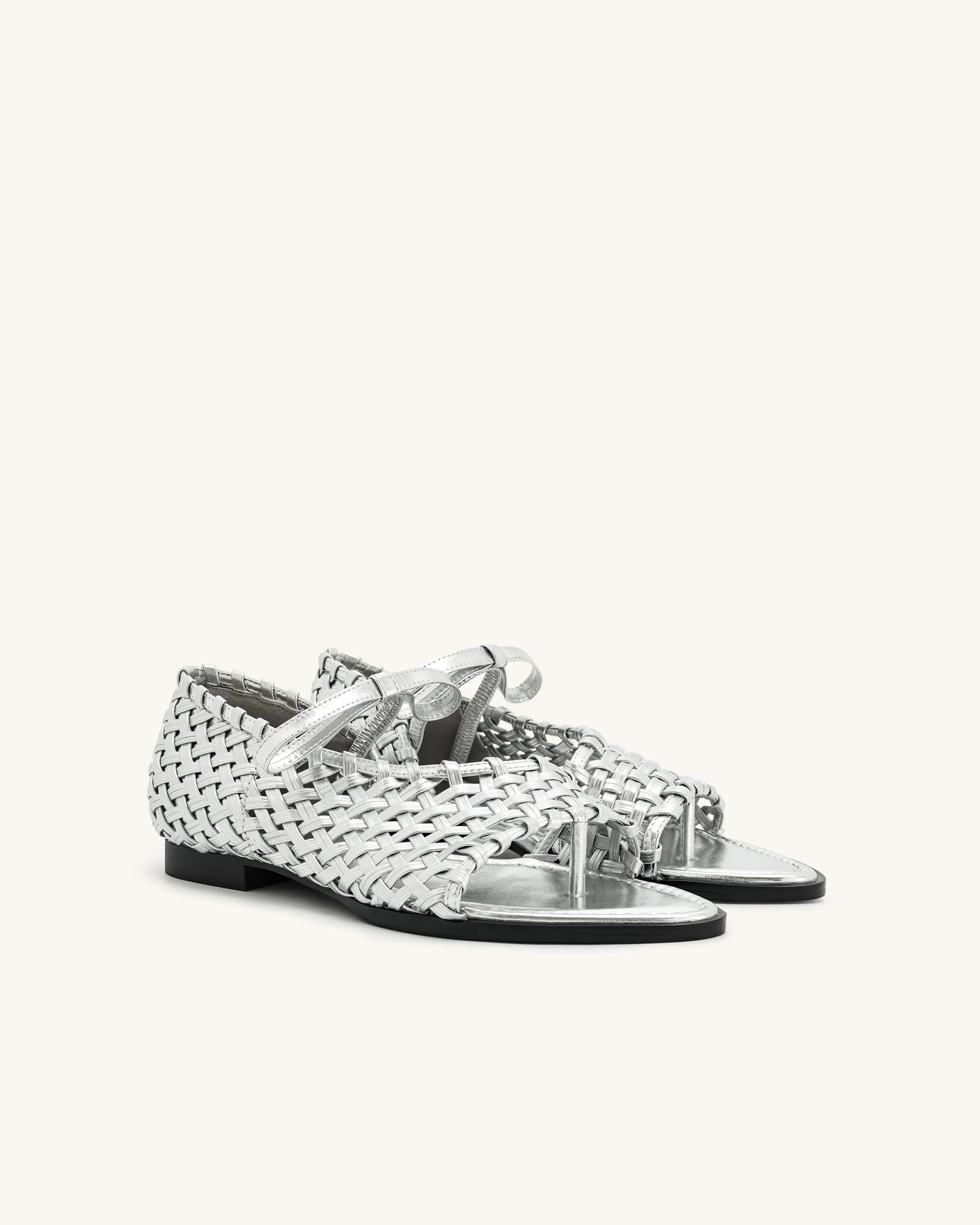 Jocelyn Flip-Flops mit gewebtem Riemen - Silber - Image 2