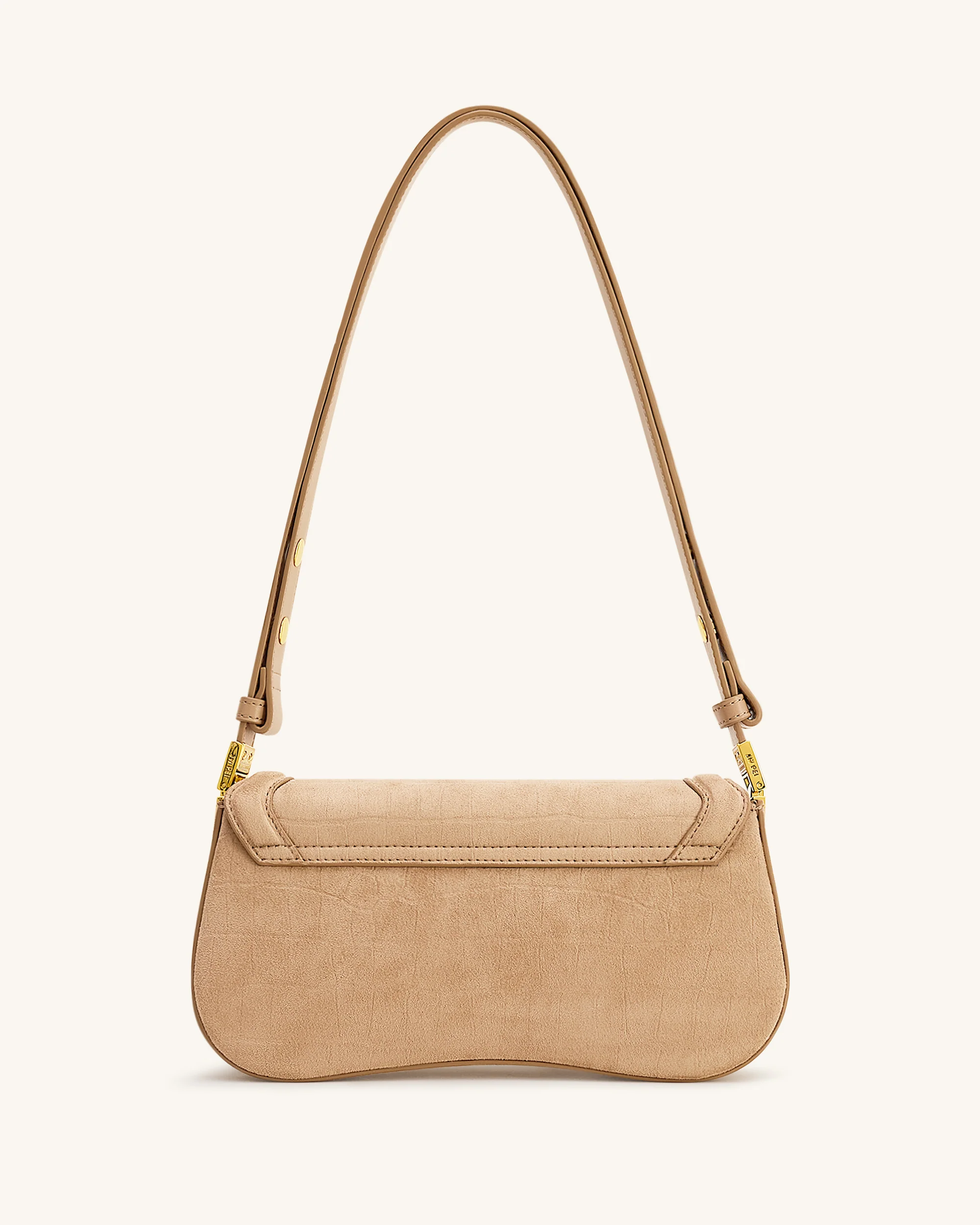 Joy Kroko-geprägte Kunstleder-Schultertasche - Beige - Image 3