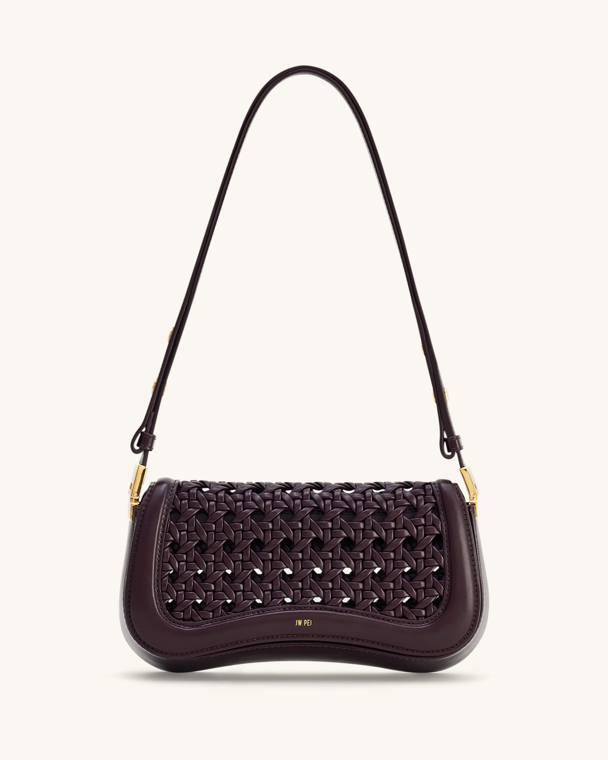 Joy Geflochtene Schultertasche – Dunkelrot