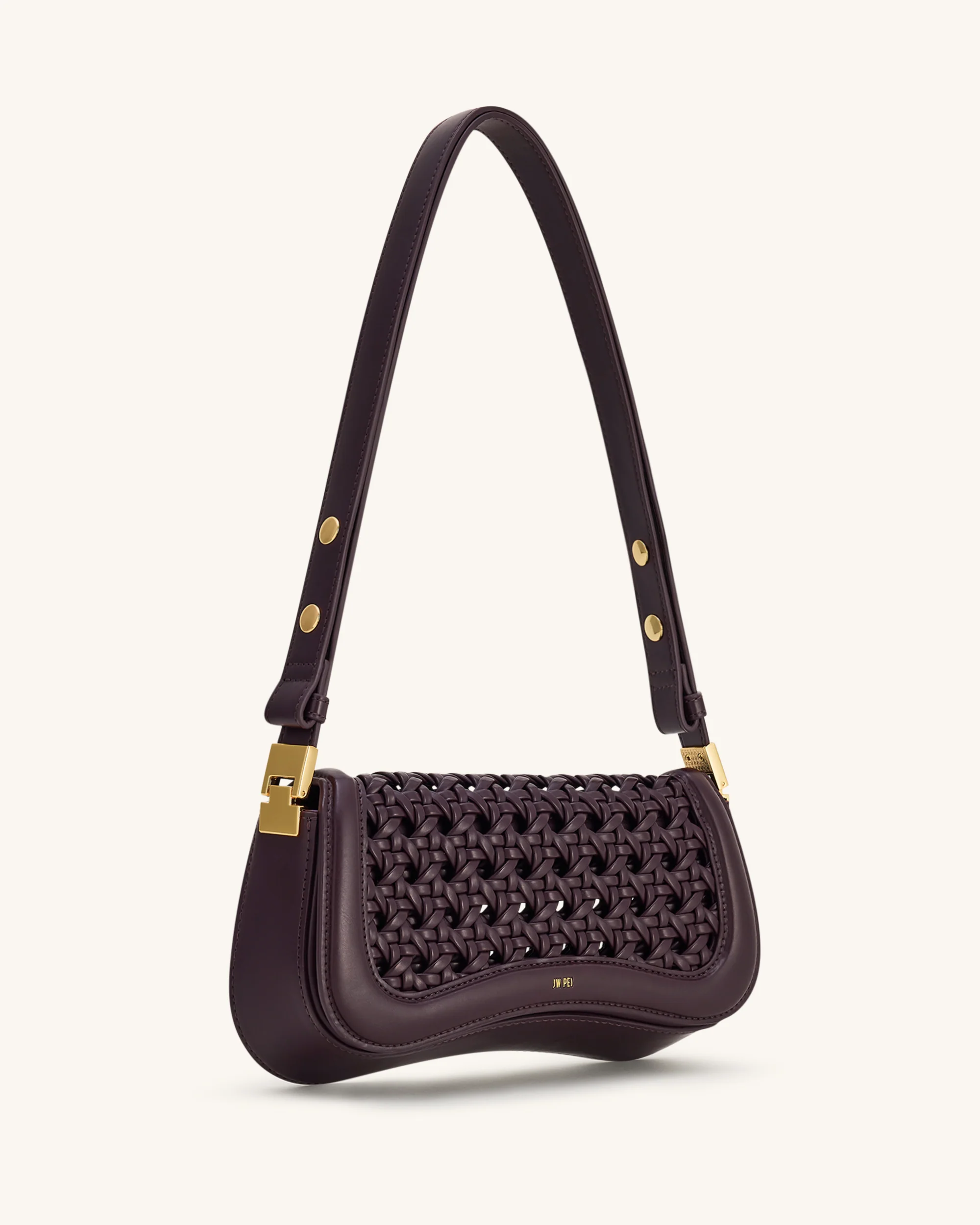 Joy Geflochtene Schultertasche – Dunkelrot - Image 2