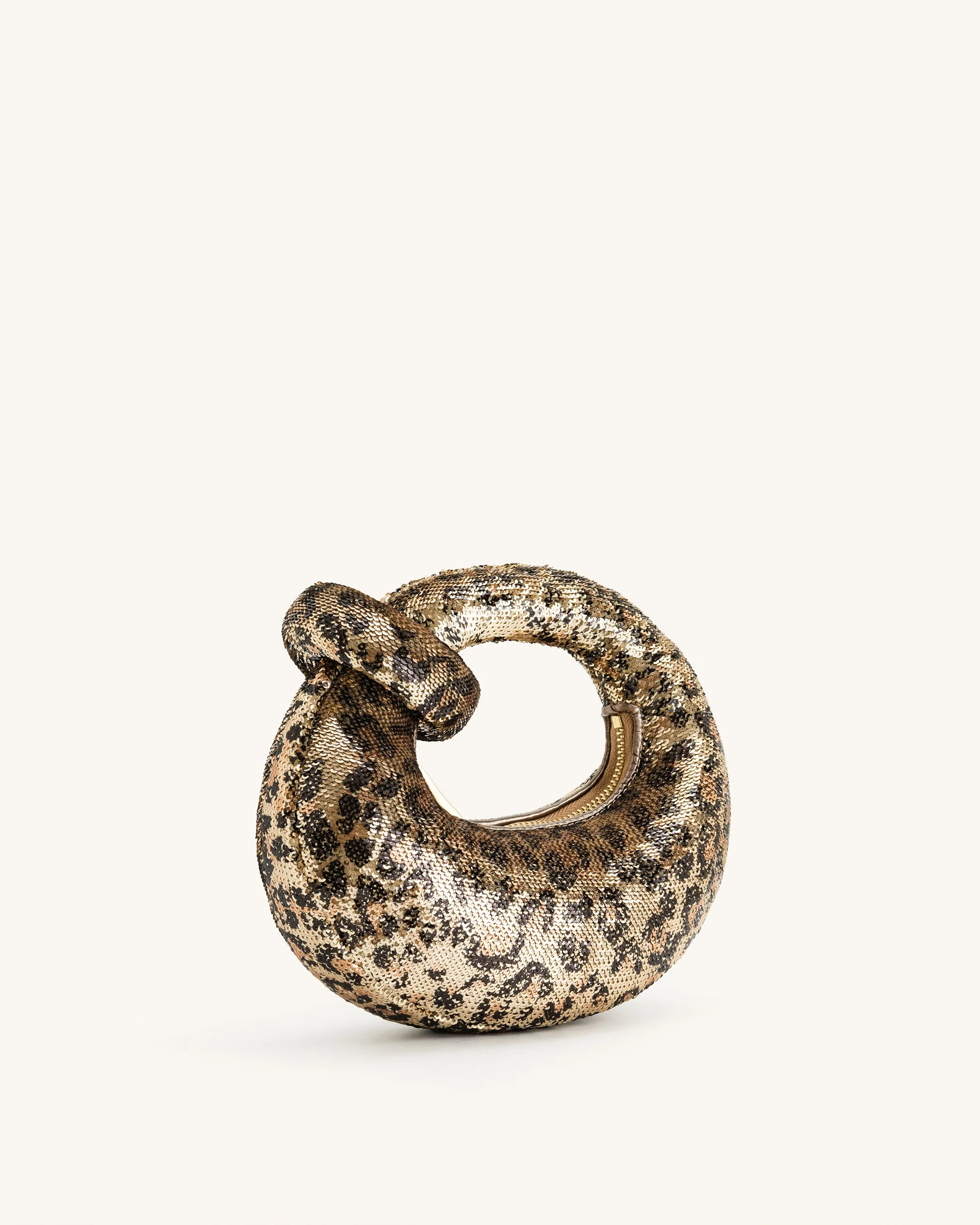 Abacus Metallic Pailletten Mini Top-Handle-Tasche - Leopardenmuster - Image 3