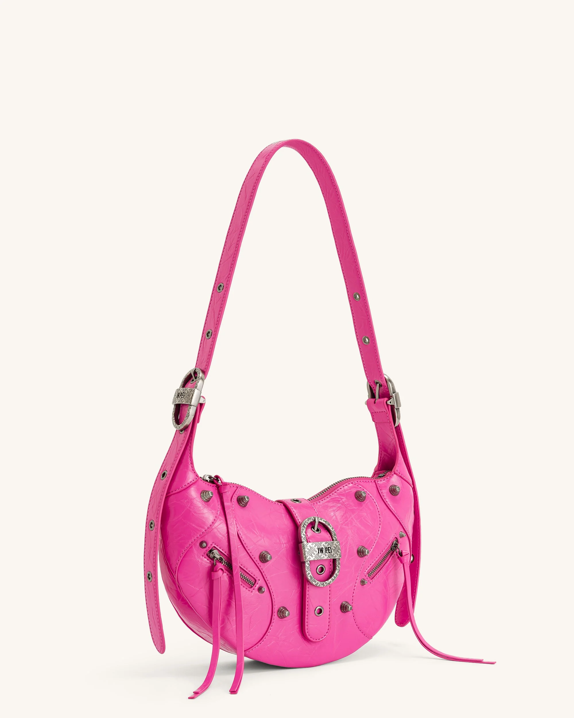 JW PEI Damen Tessa Crushed Umhängetasche - Leuchtendes Pink - Image 2