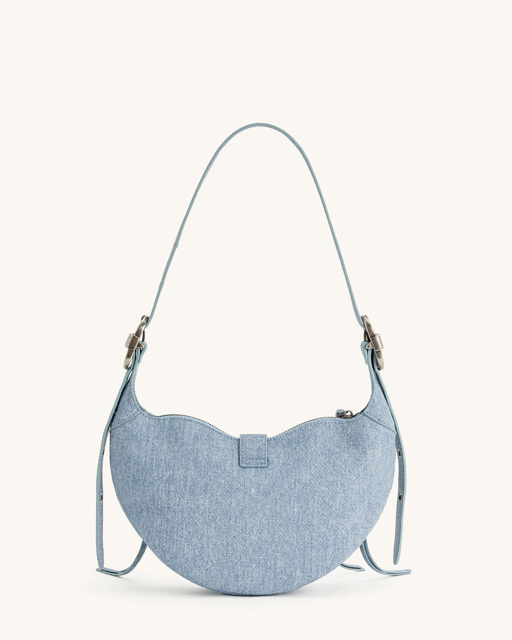 Damen Tessa Denim geprägte Schultertasche - Blau - Image 4