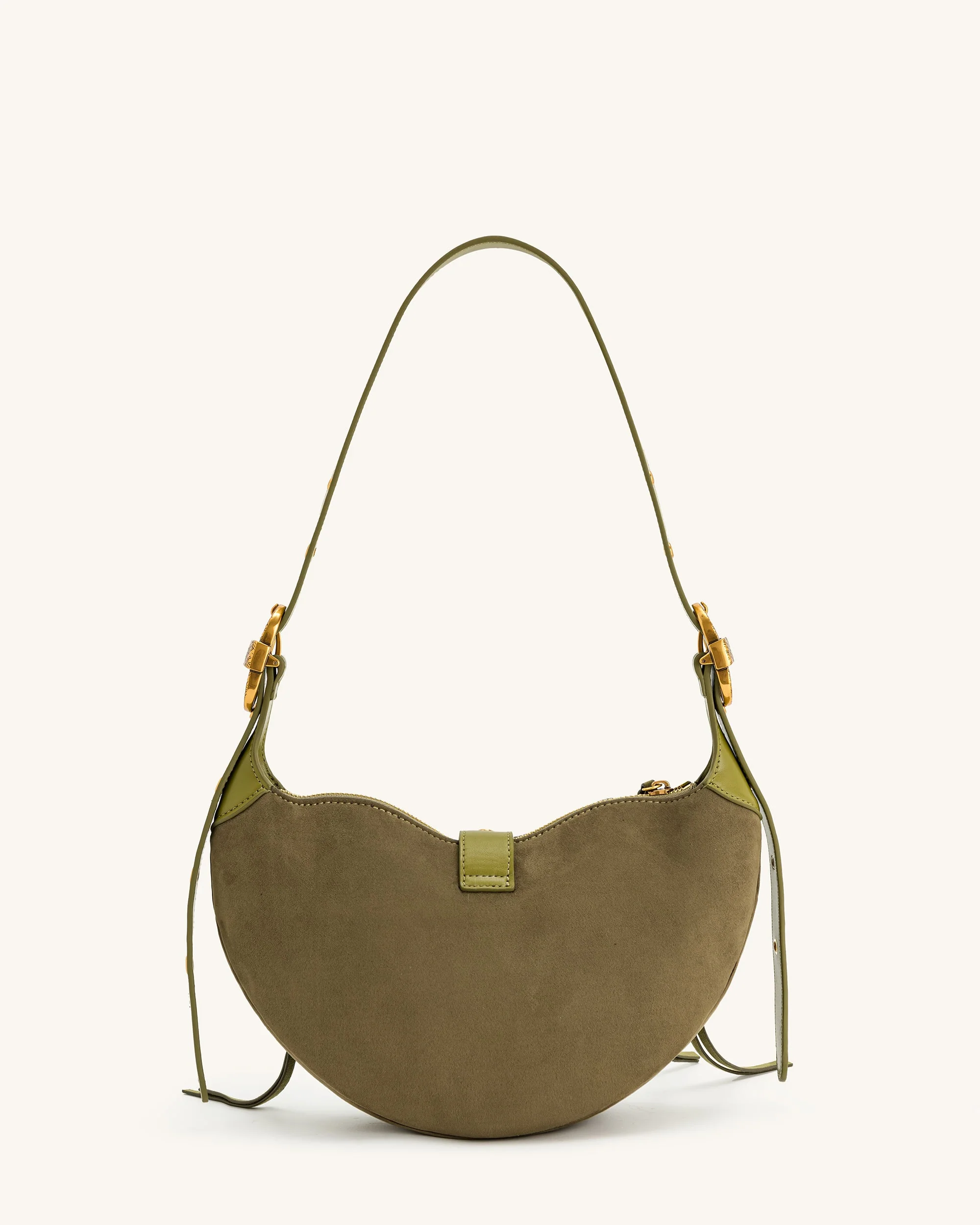 JW PEI Damen Schultertasche Tessa aus Wildleder - Dunkeloliv - Image 4