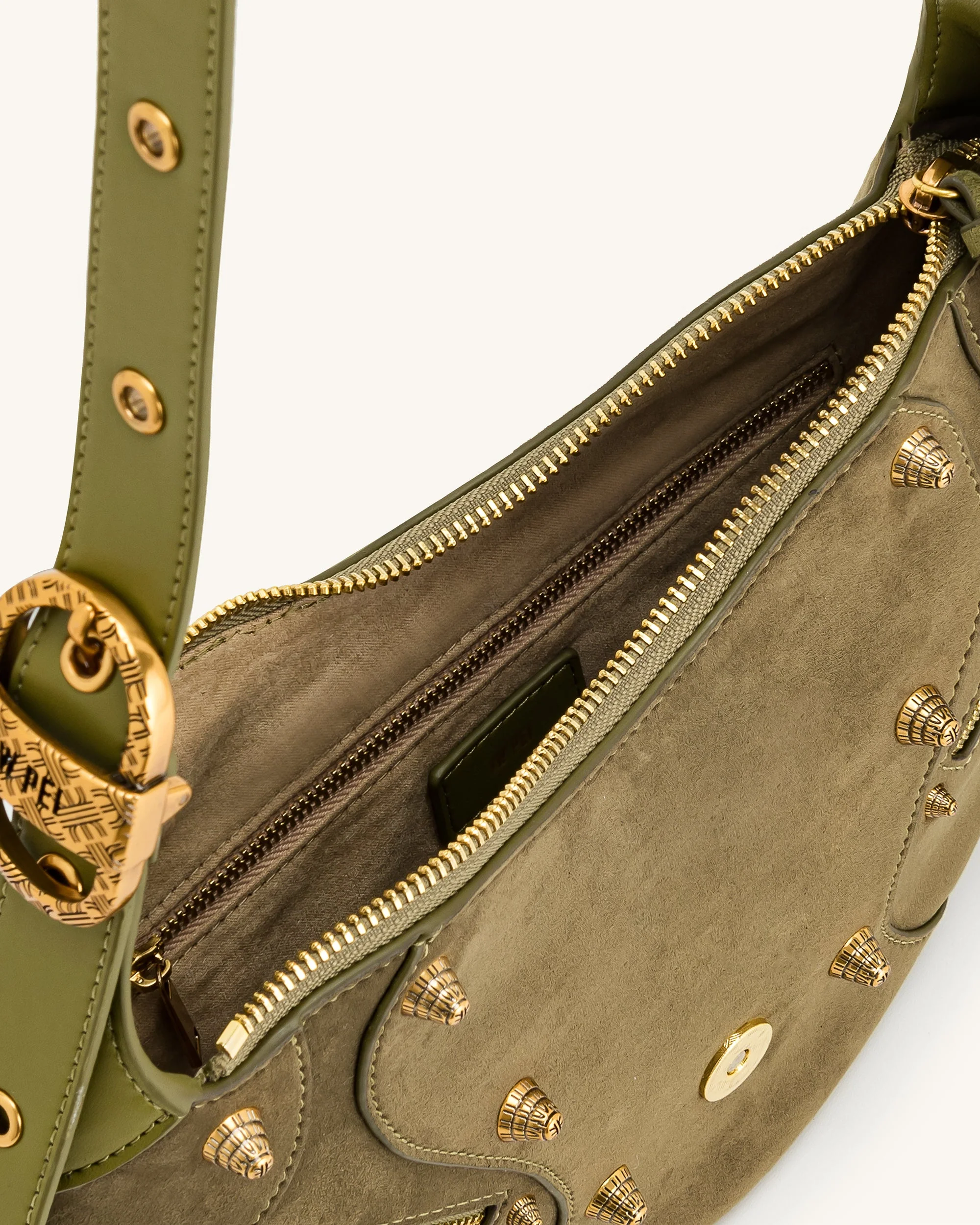 JW PEI Damen Schultertasche Tessa aus Wildleder - Dunkeloliv - Image 5