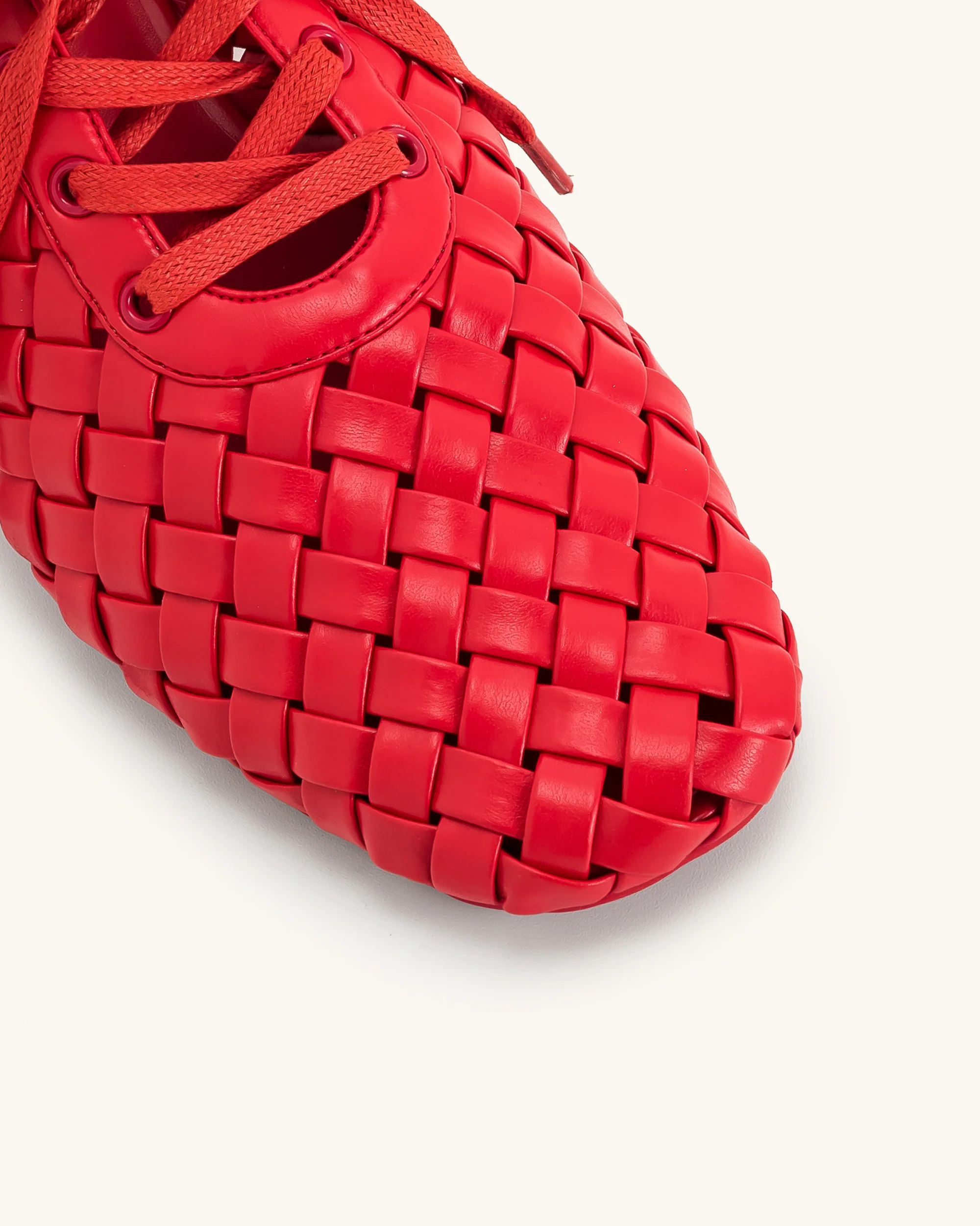 Kayla Geflochtene Riemen-Flatschuhe - Rot - Image 4