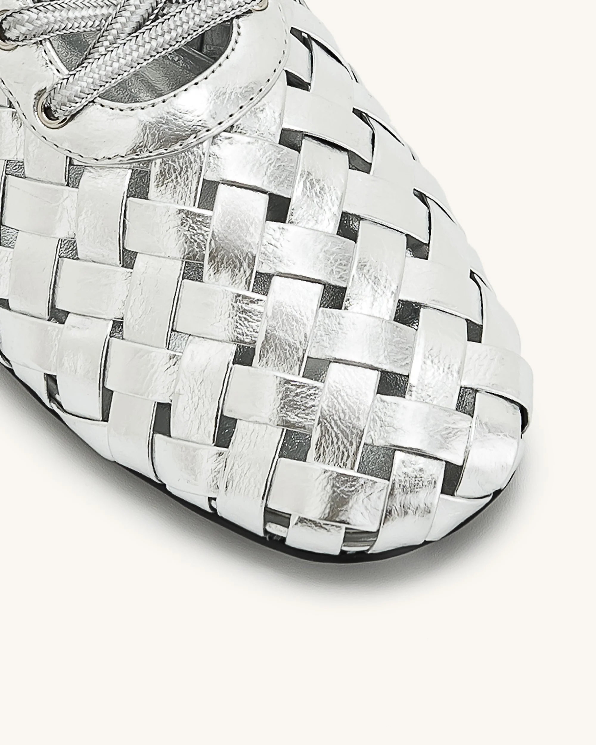 Kayla Geflochtene Riemen Ballerinas - Silber - Image 5