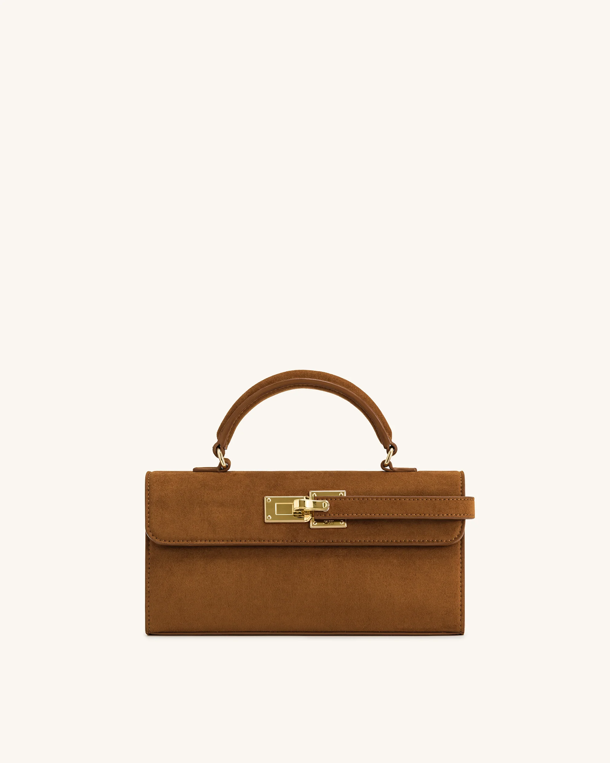 Keyla Handtasche aus Kunstveloursleder mit Griff – Braun