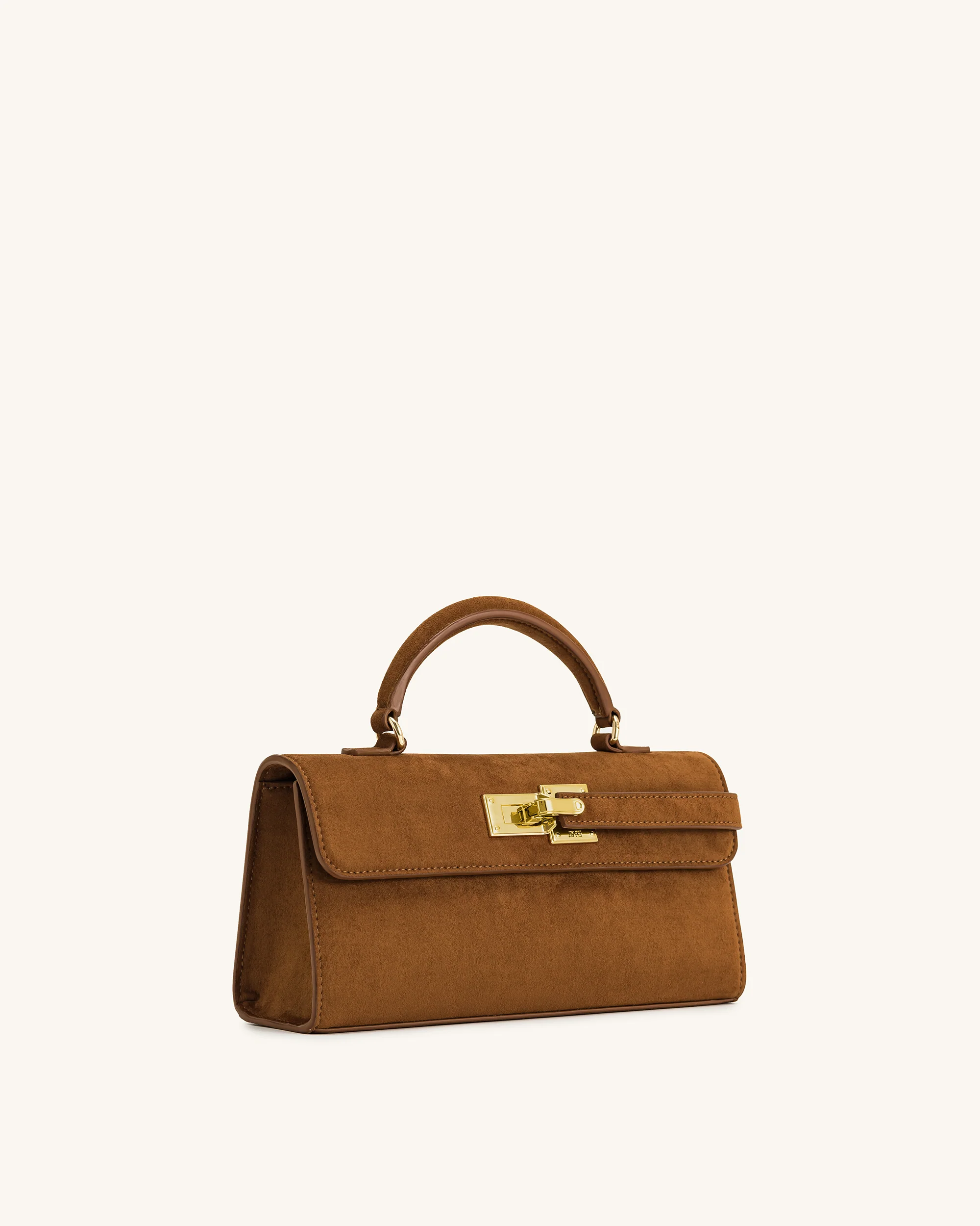 Keyla Handtasche aus Kunstveloursleder mit Griff – Braun - Image 2