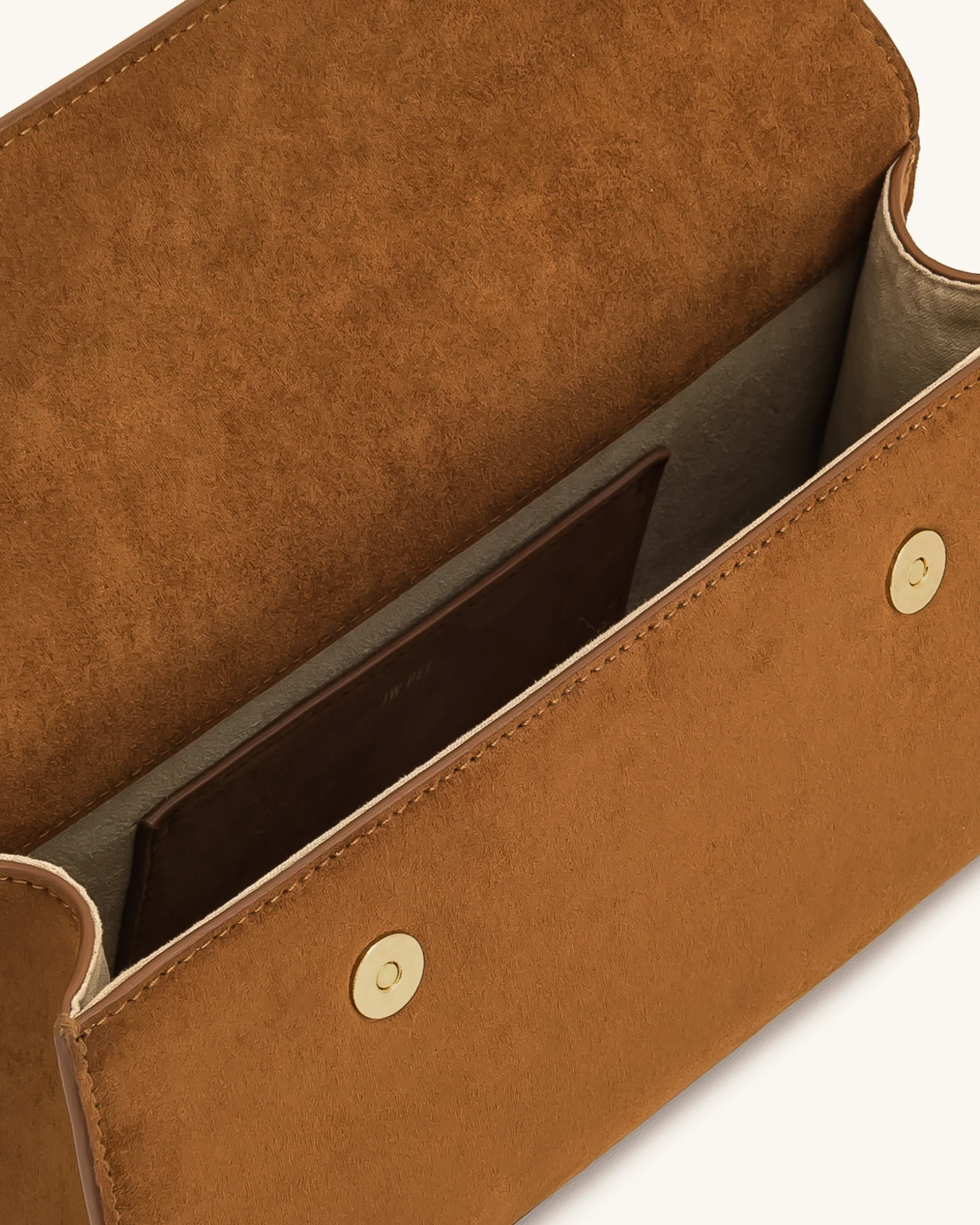 Keyla Handtasche aus Kunstveloursleder mit Griff – Braun - Image 4
