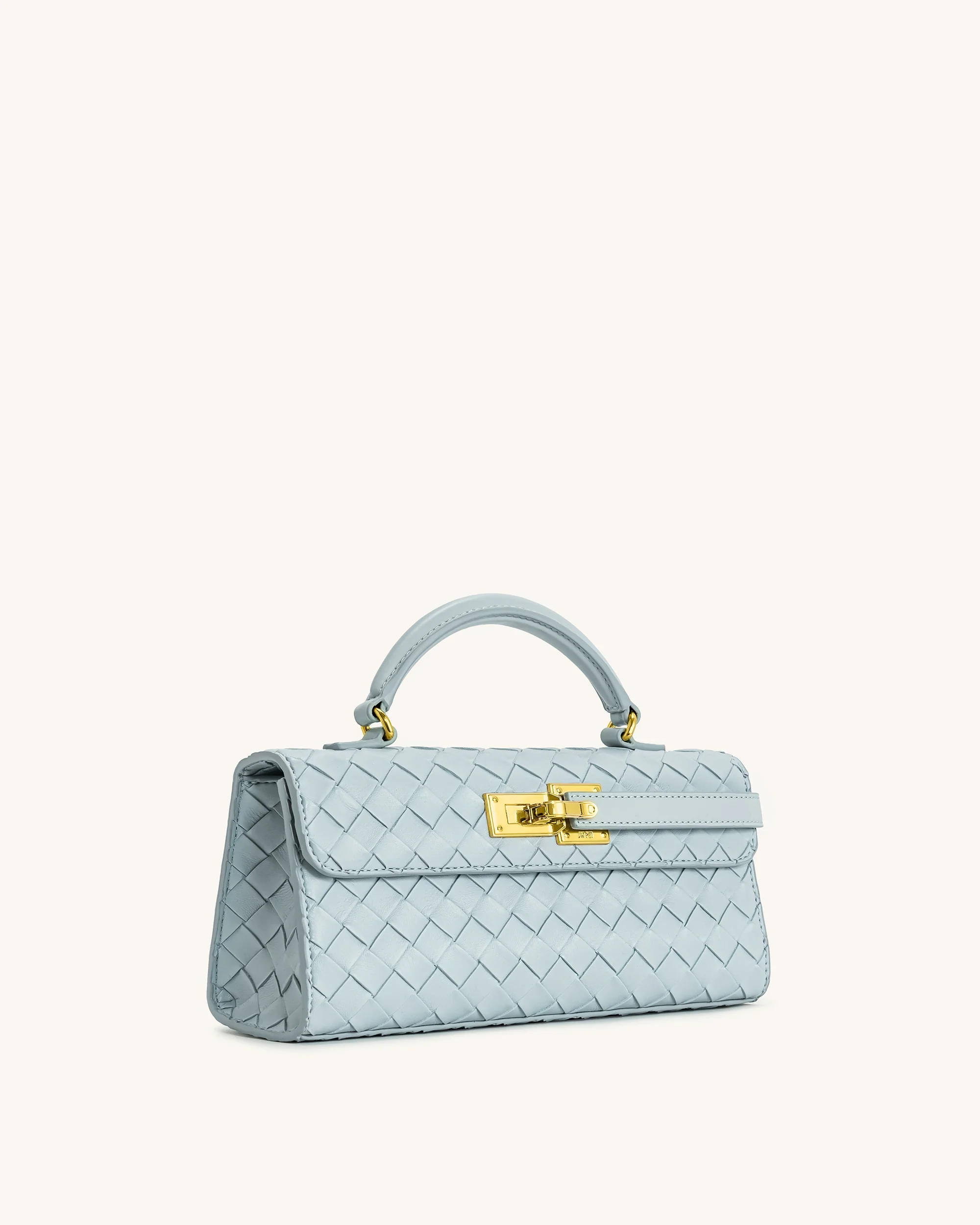 Keyla Handtasche mit gewebter Struktur und Henkel – Blau - Image 2