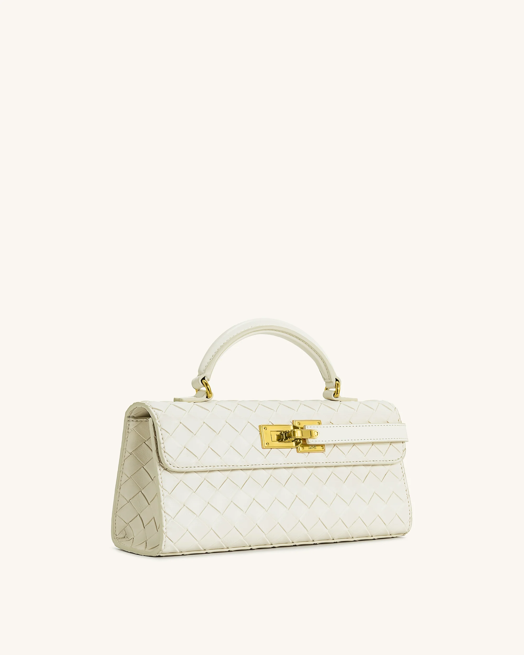 Keyla Handtasche mit gewebter Struktur und Henkel – Weiß - Image 2