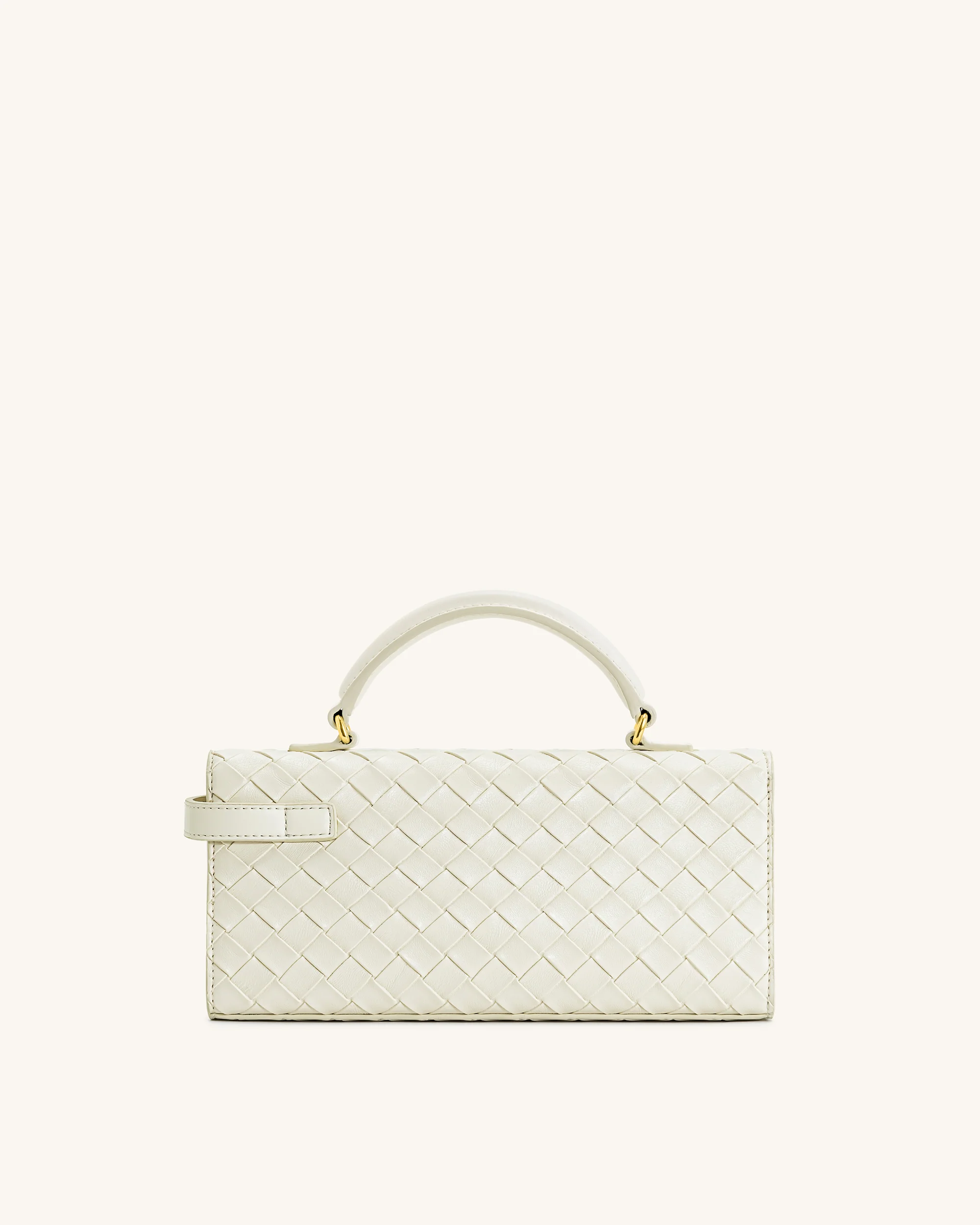 Keyla Handtasche mit gewebter Struktur und Henkel – Weiß - Image 3