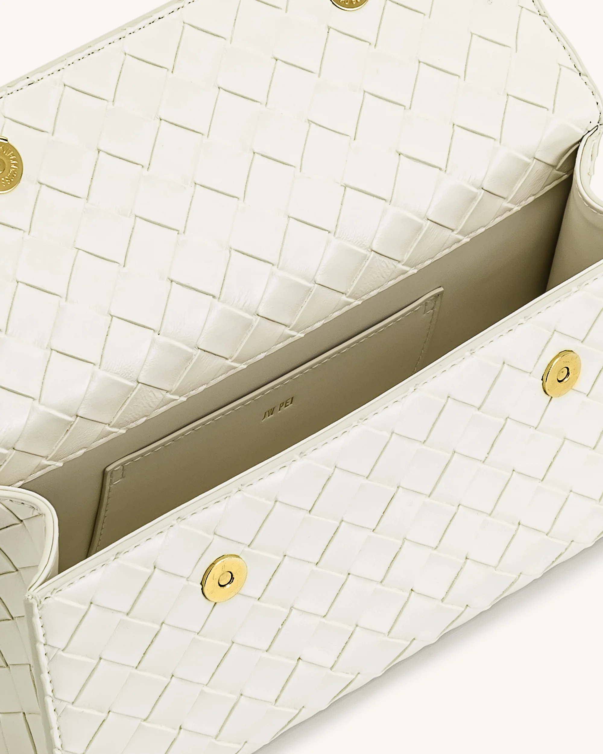 Keyla Handtasche mit gewebter Struktur und Henkel – Weiß - Image 4