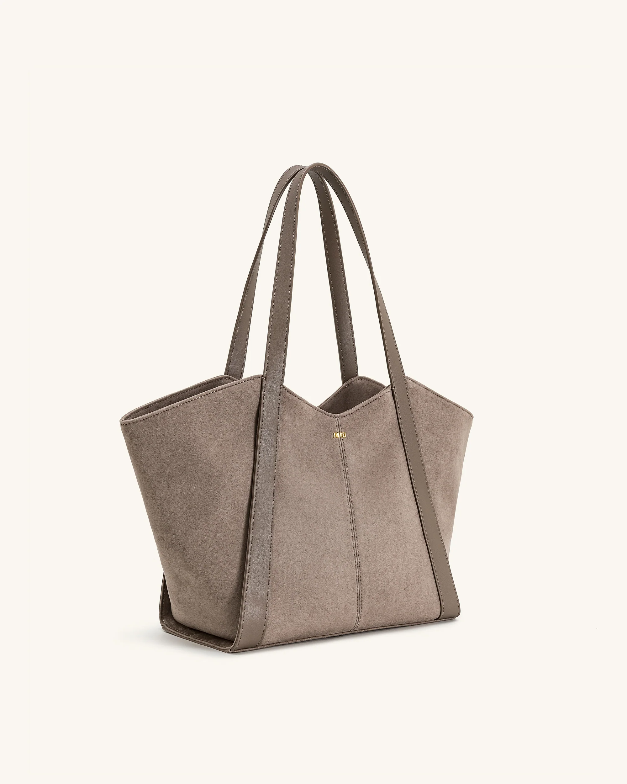 Kiana Große Tragetasche aus Kunstwildleder – Taupe - Image 2