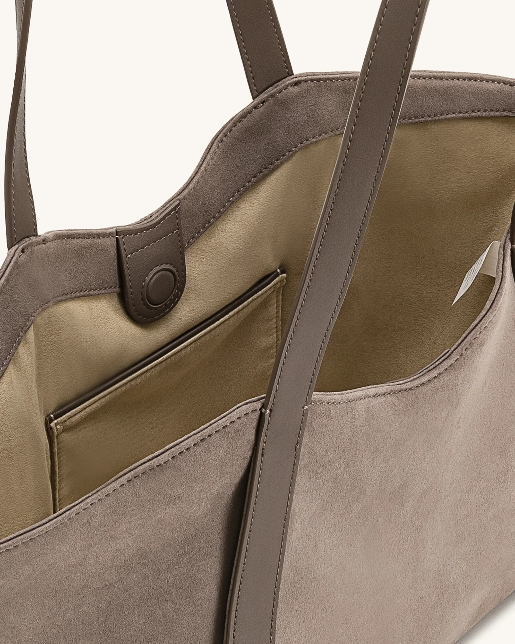 Kiana Große Tragetasche aus Kunstwildleder – Taupe - Image 4