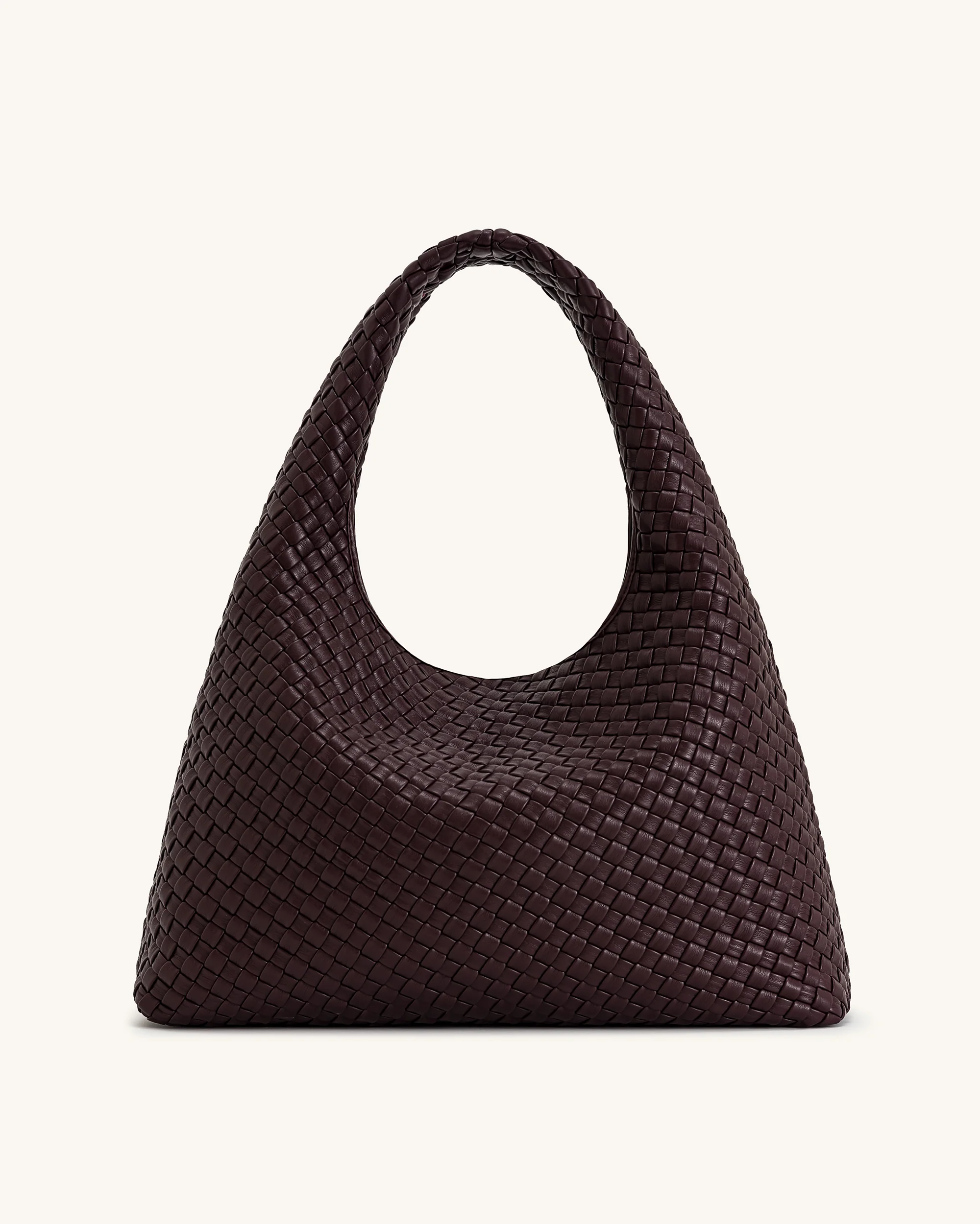 Laura Schultertasche mit Flechtmuster – Tiefburgunder