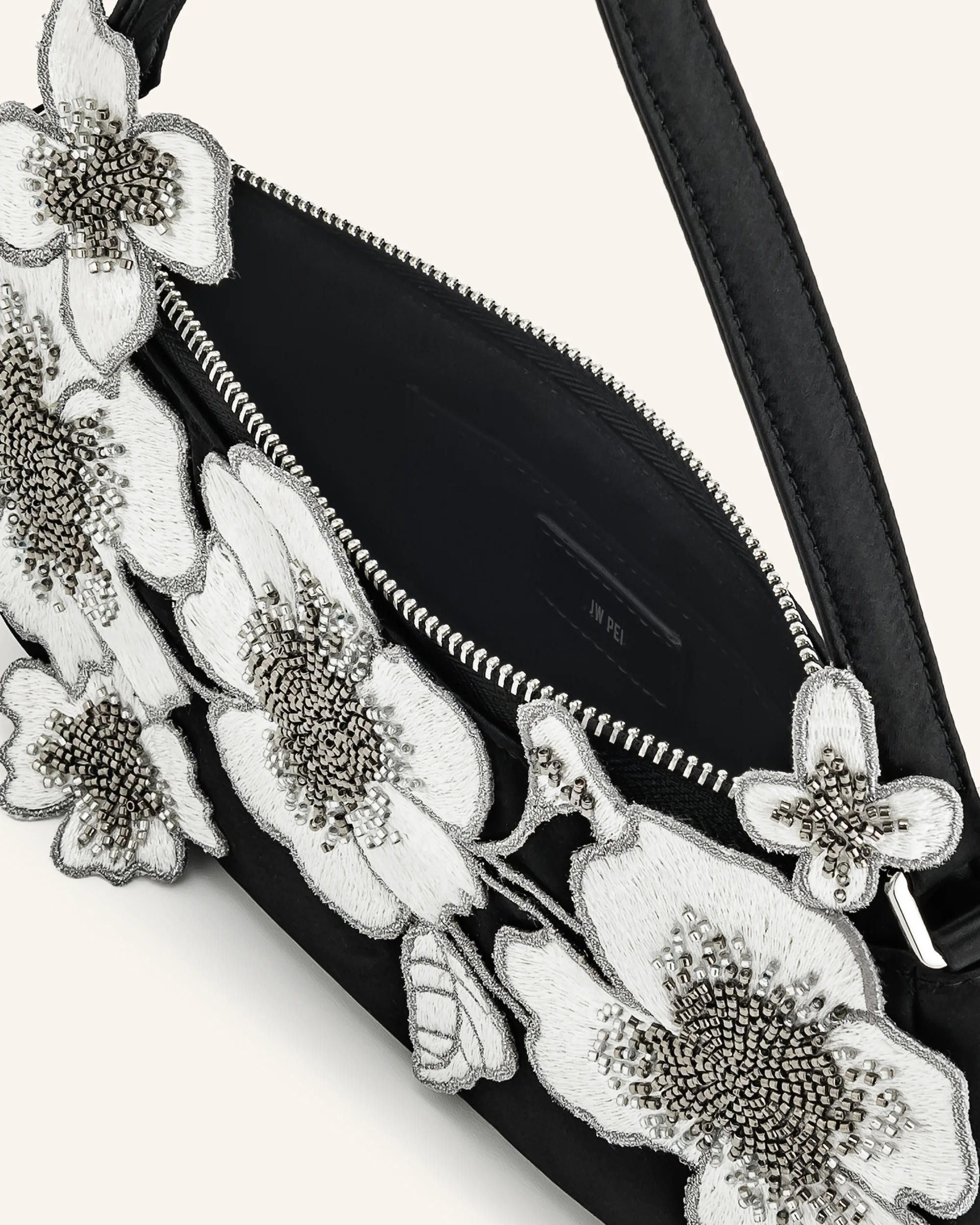 Leona Perlenverzierte Schultertasche - Schwarz - Image 4