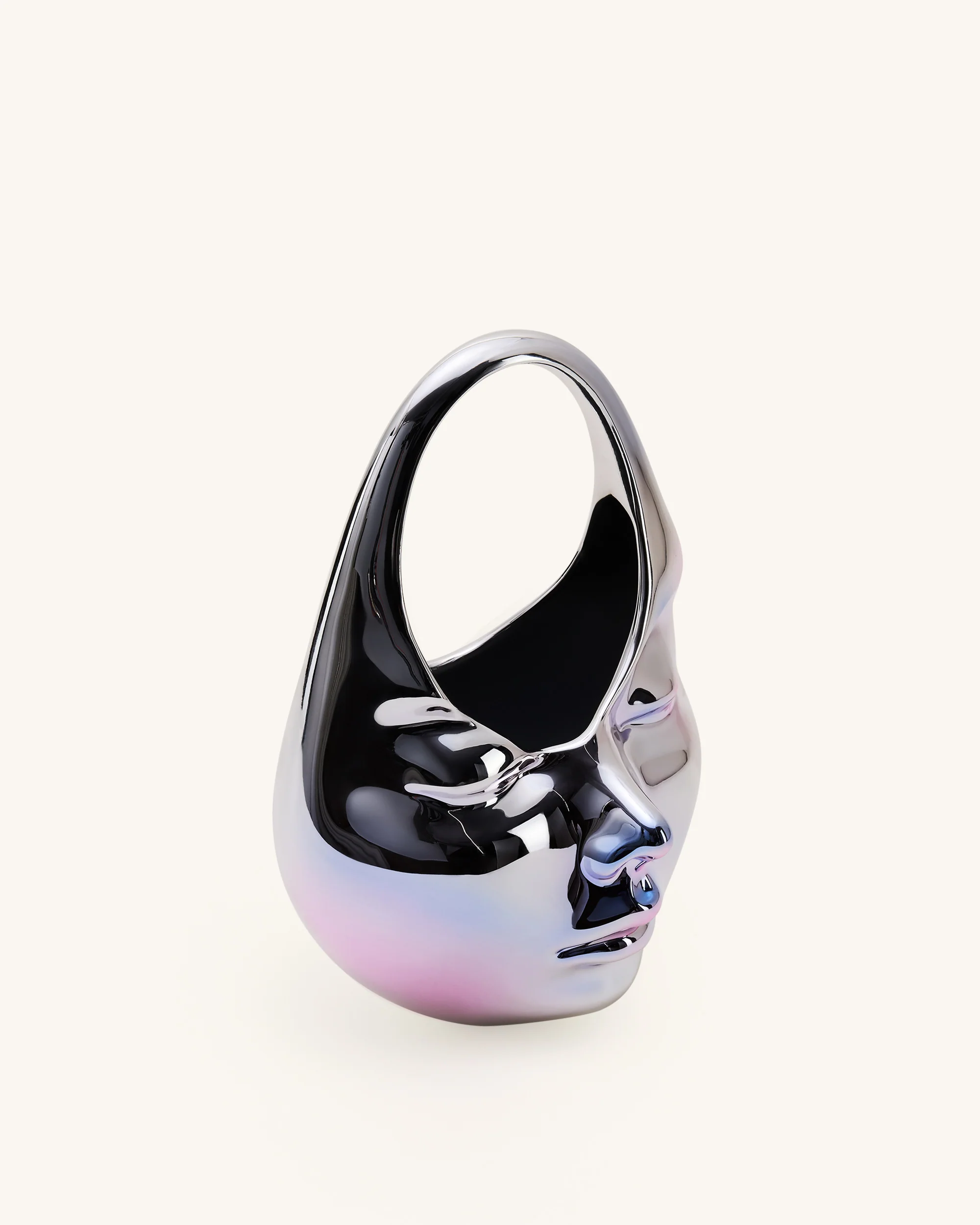 Lillian Gesicht Halbmond-Taschengrifftasche – Silber - Image 4