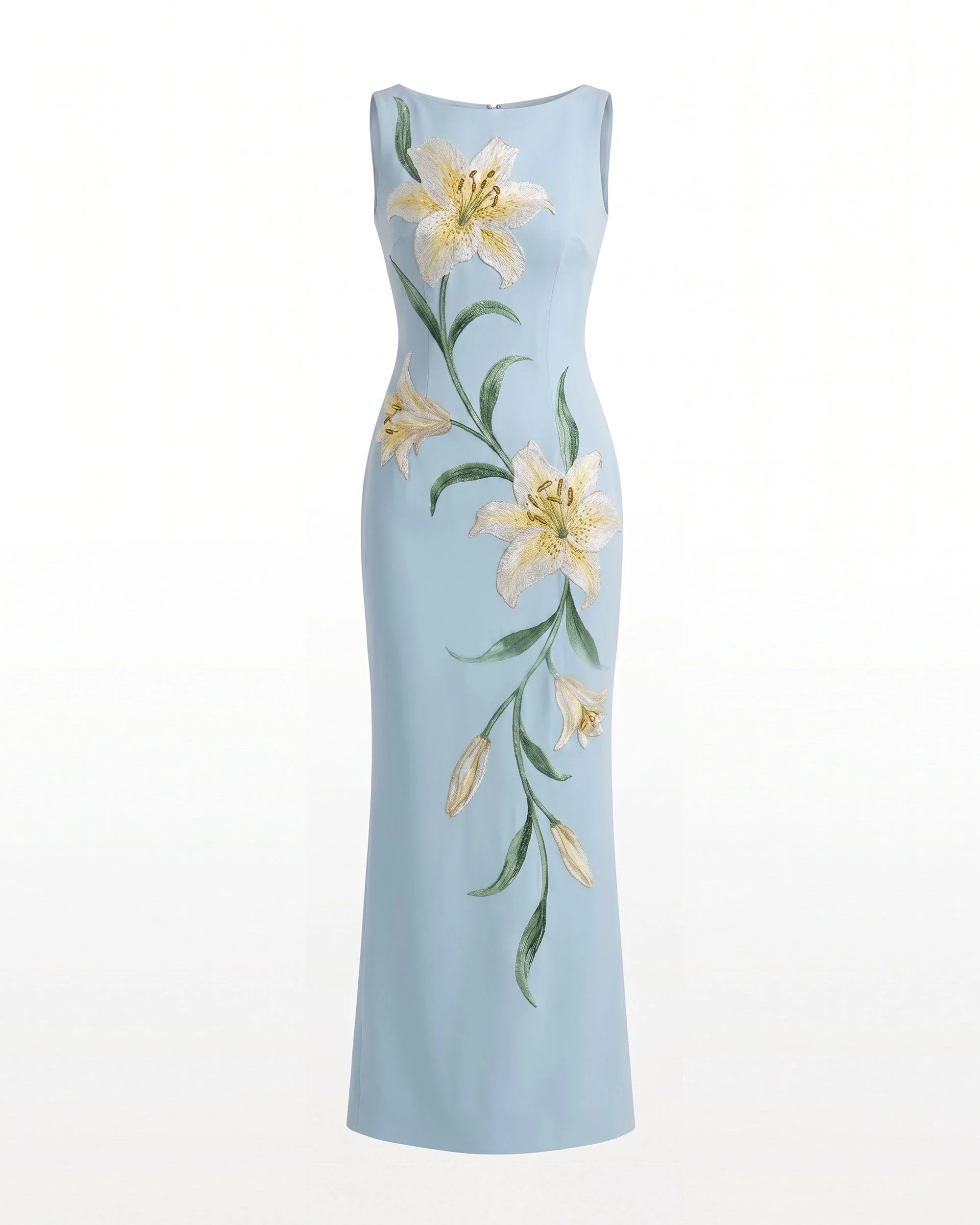 Lily Ärmelloses Maxi-Säulenkleid mit Blumenmuster - Hellblau - Image 2