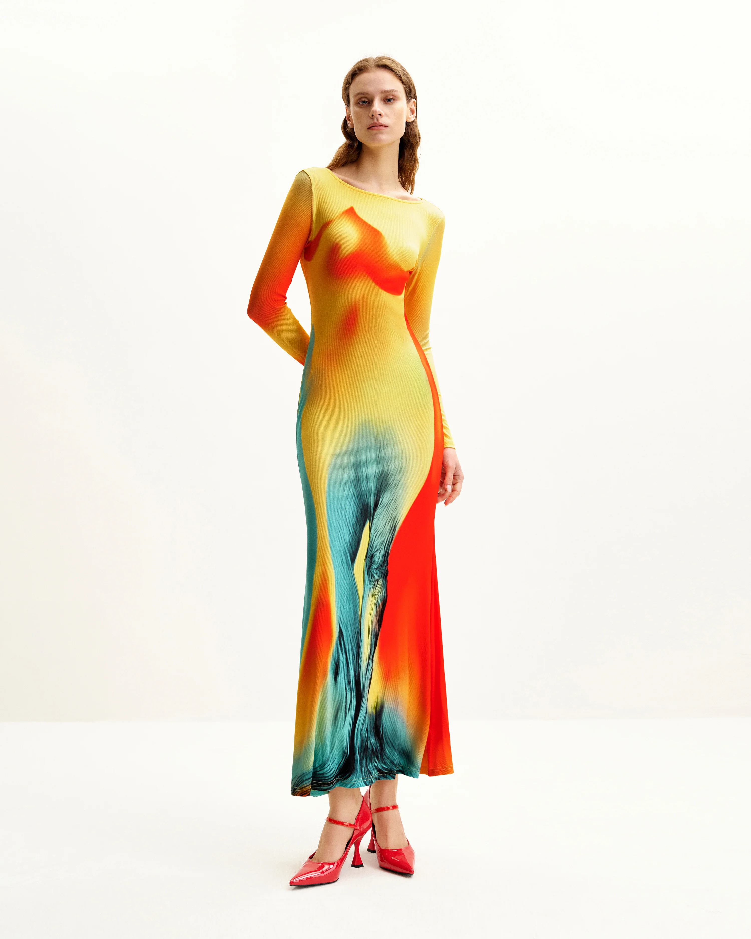 Lily Kleid mit Illusionsdruck - Mehrfarbig