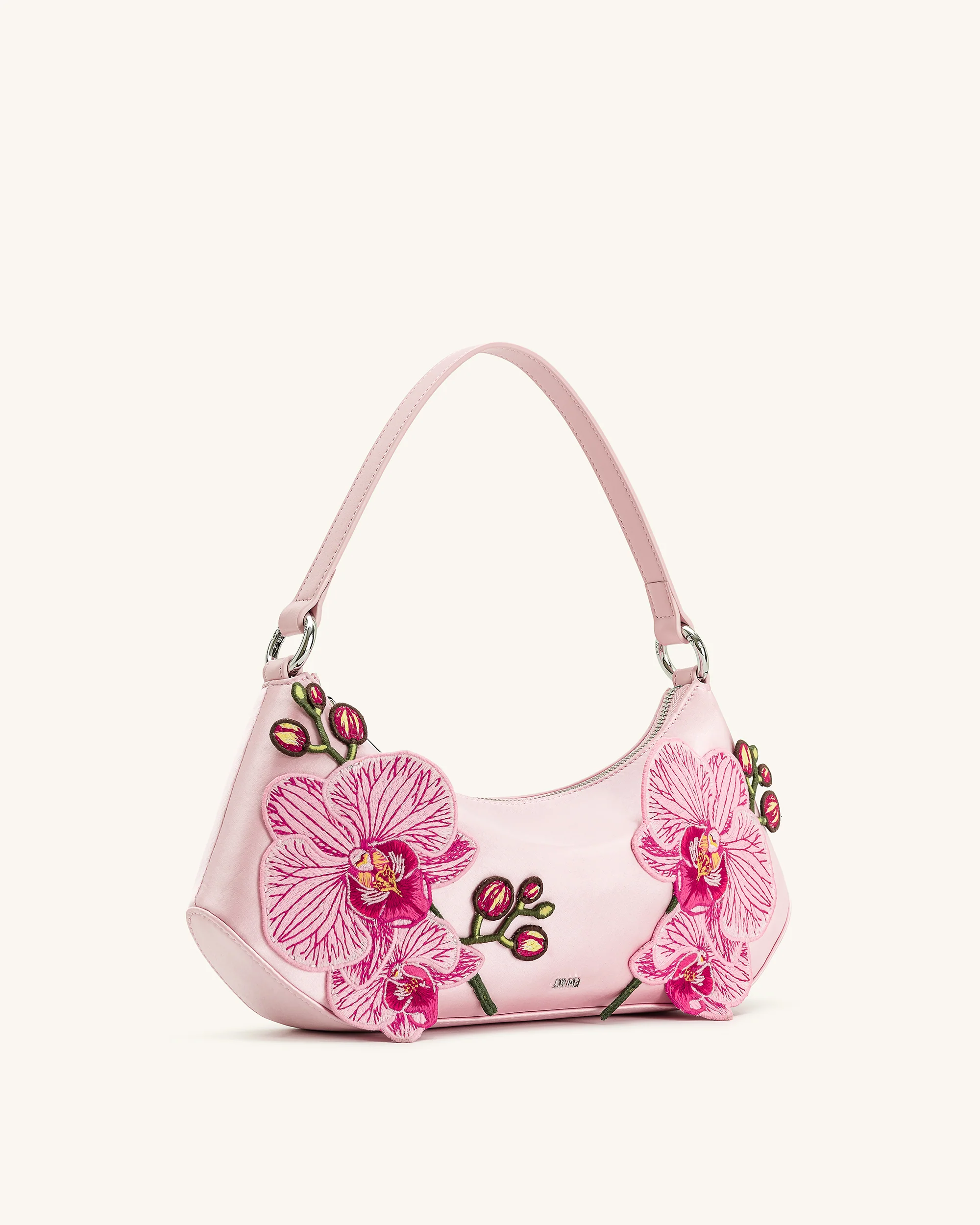 Lily Orchideen bestickte Schultertasche - Rosa - Image 2