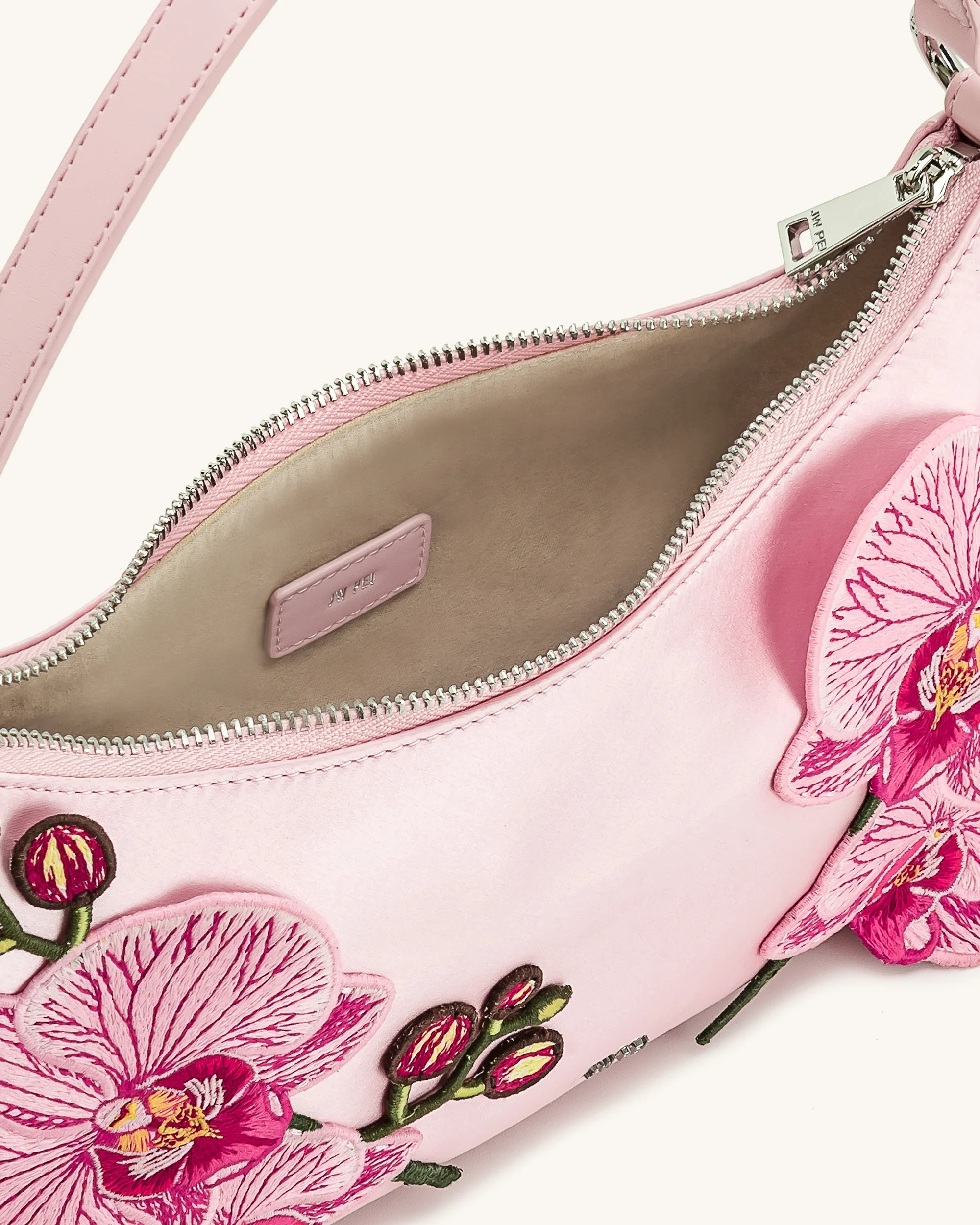 Lily Orchideen bestickte Schultertasche - Rosa - Image 4