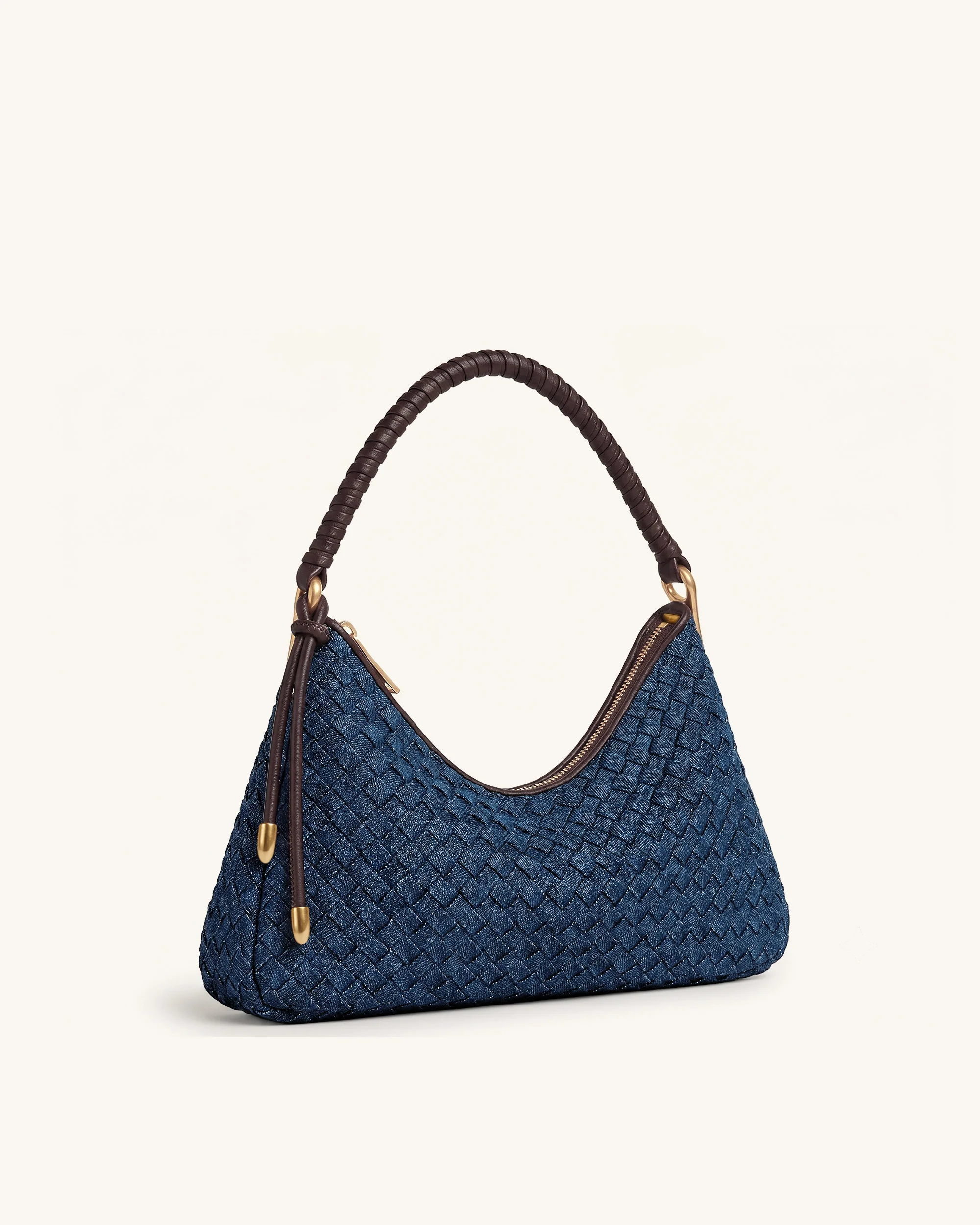 Lorena Gewebte Denim-Schultertasche - Dunkelblau - Image 2