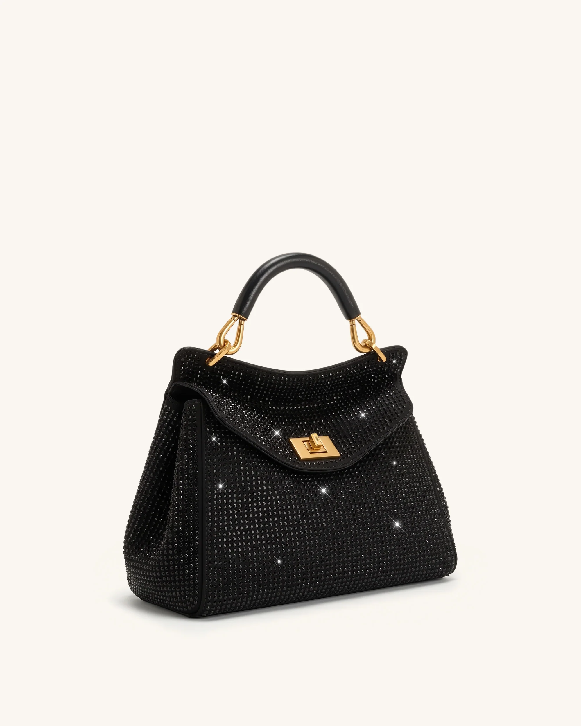 Lucia Klassische Henkeltasche mit künstlichen Kristallen - Schwarz - Image 2